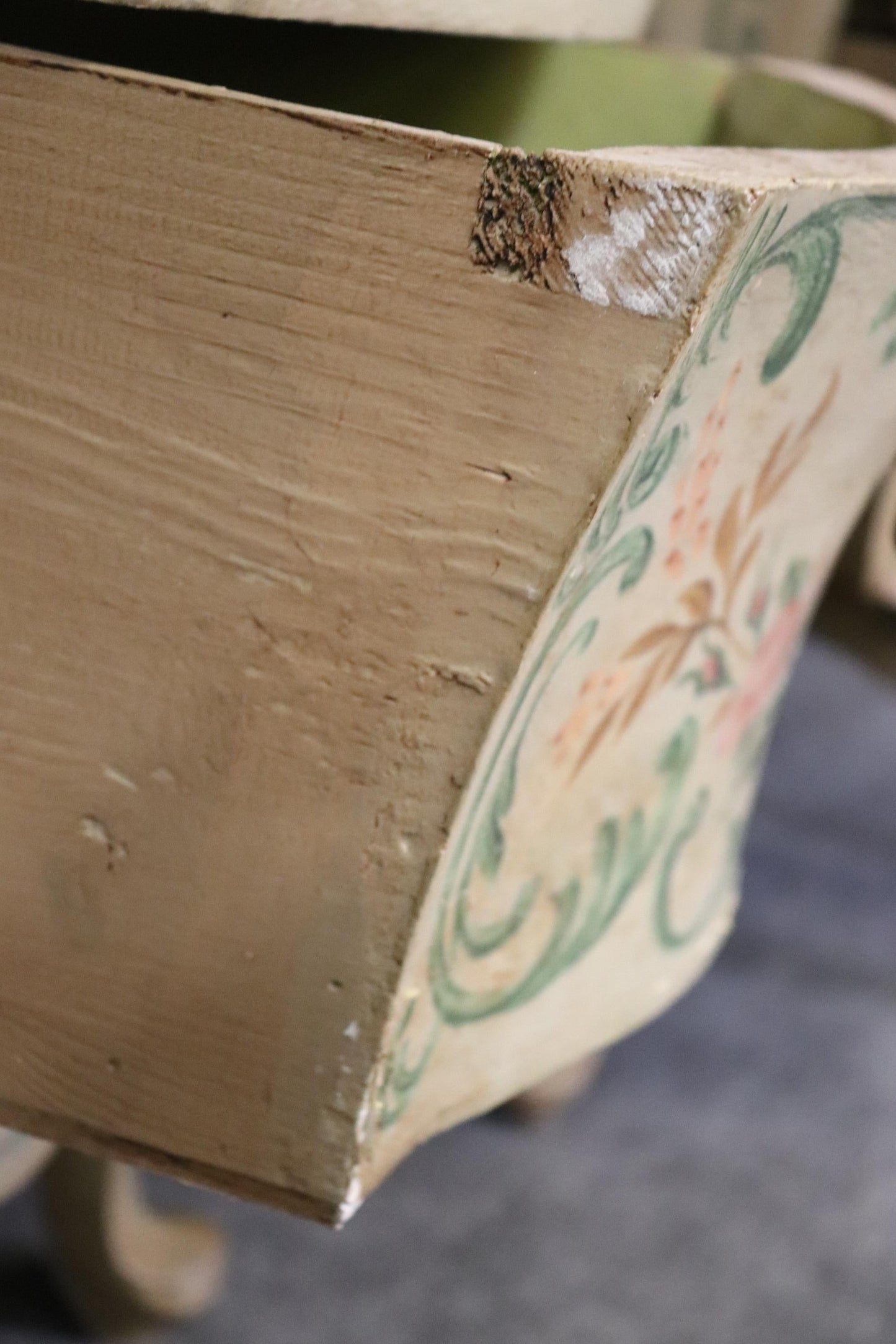 Rare Pair 18th Century Venetian Paint Decorated Marble Top Commodes Nightstands