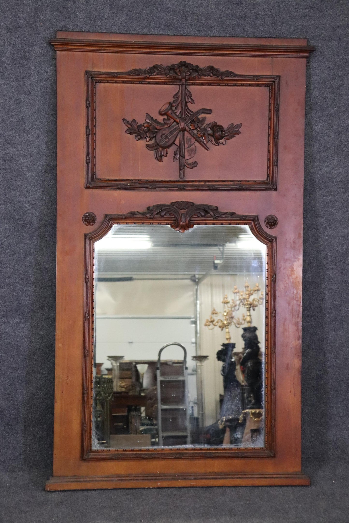 French Louis XV Painted Trumeau Style Wall Mirror