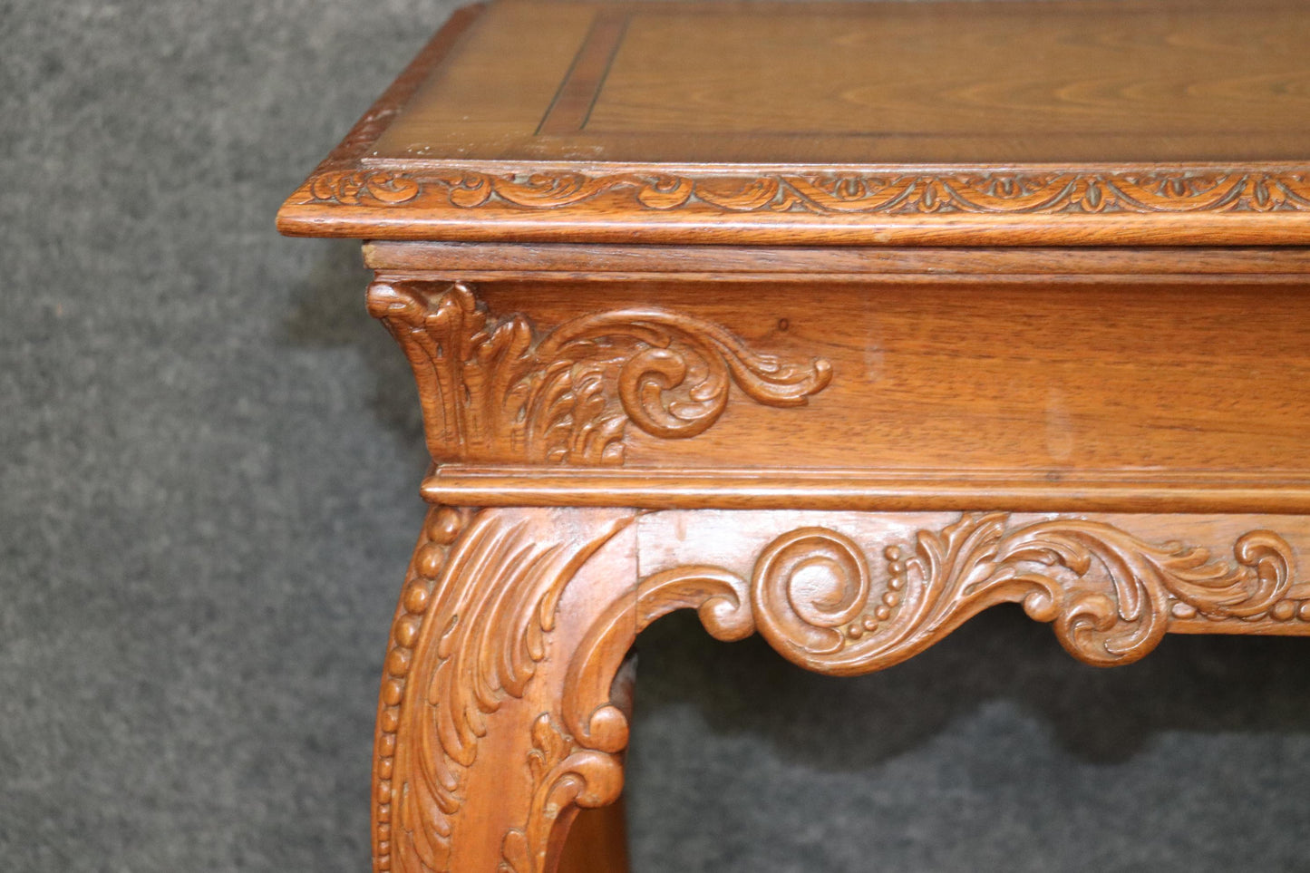 Ornately Carved Walnut Georgian Style Inlaid Server or Console Table