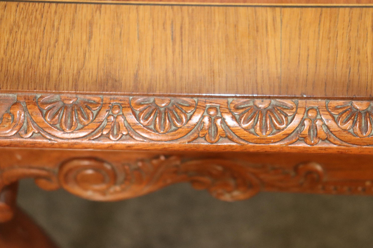 Ornately Carved Walnut Georgian Style Inlaid Server or Console Table