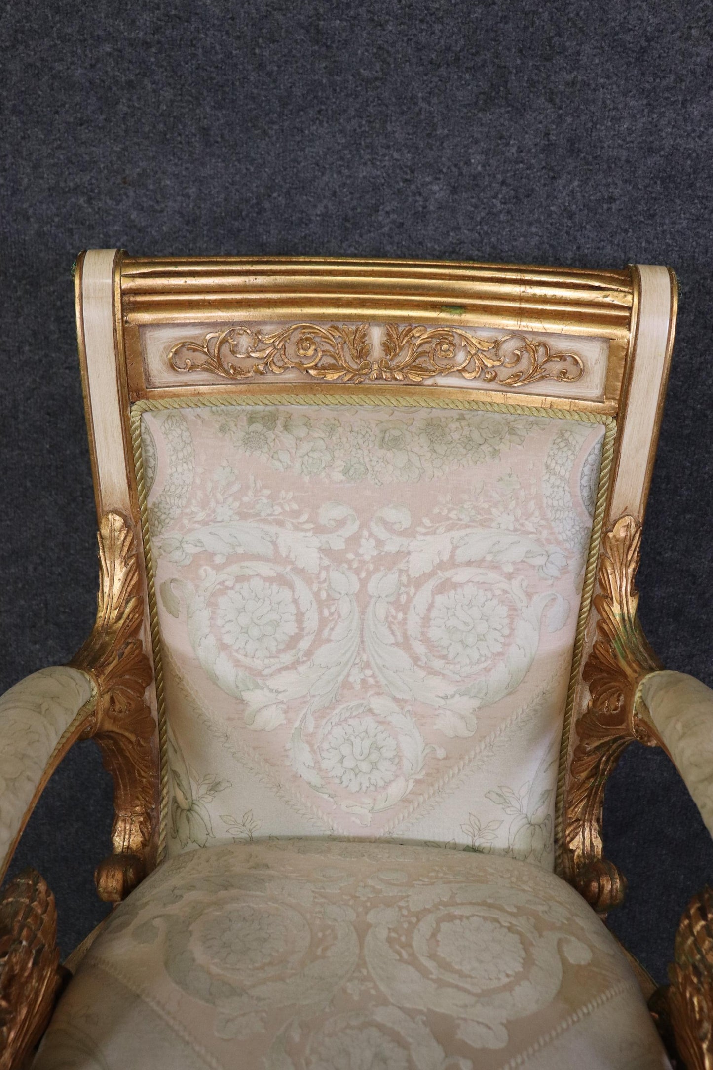 Pair of Versace Style Gilded Armchairs Louis XVI Style