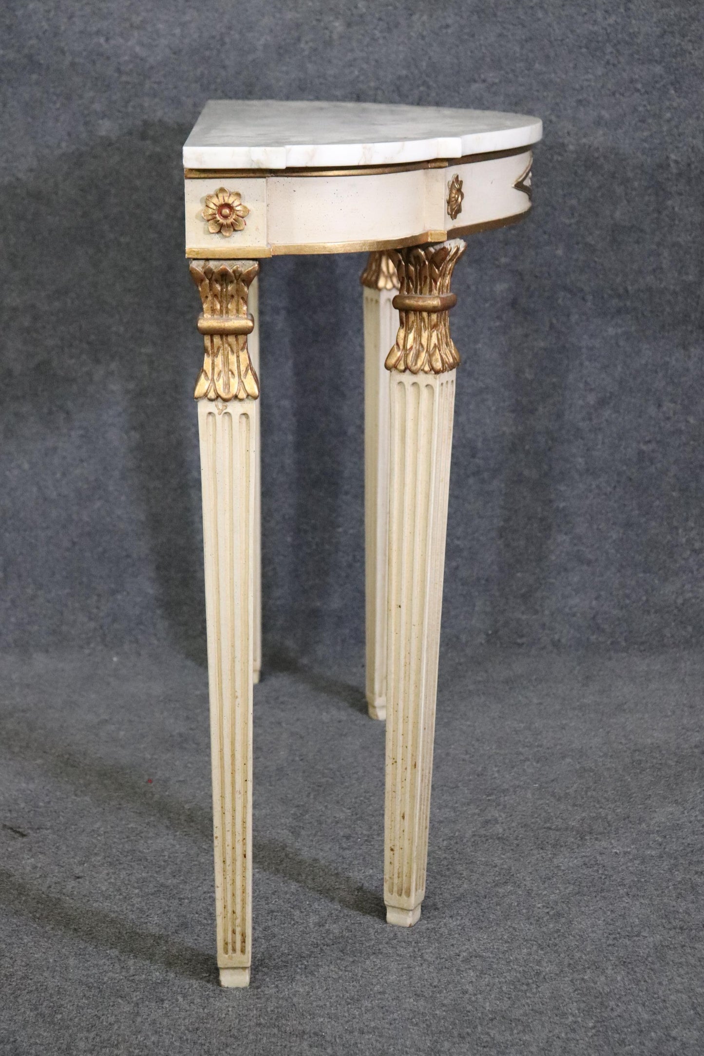 Fine Quality Antique Painted French Directoire Style Marble Top Console Table