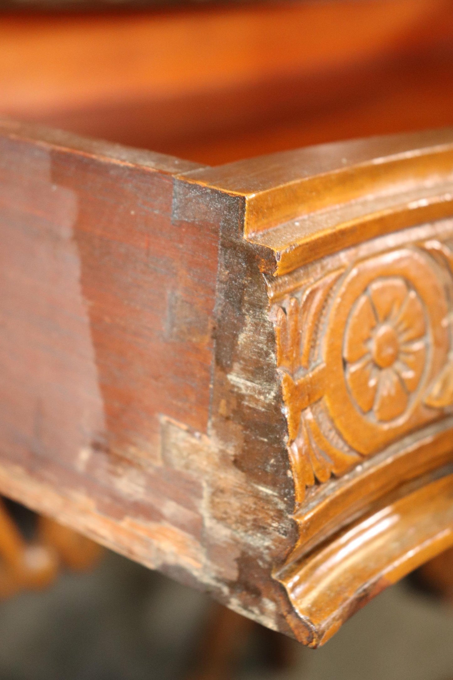 Tall Inlaid Carved Walnut French Louis XV China Cabinet Bar Circa 1920