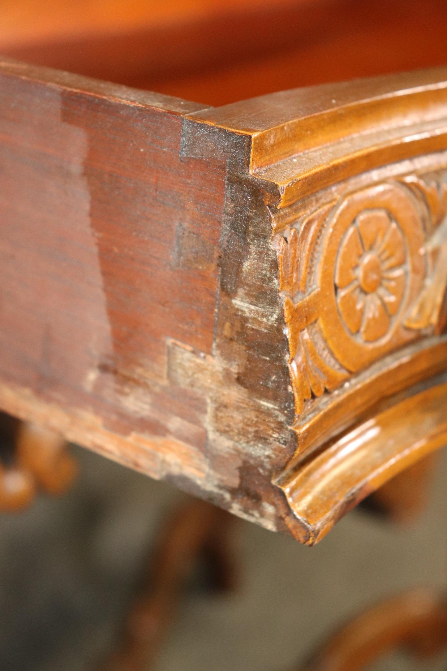 Tall Inlaid Carved Walnut French Louis XV China Cabinet Bar Circa 1920