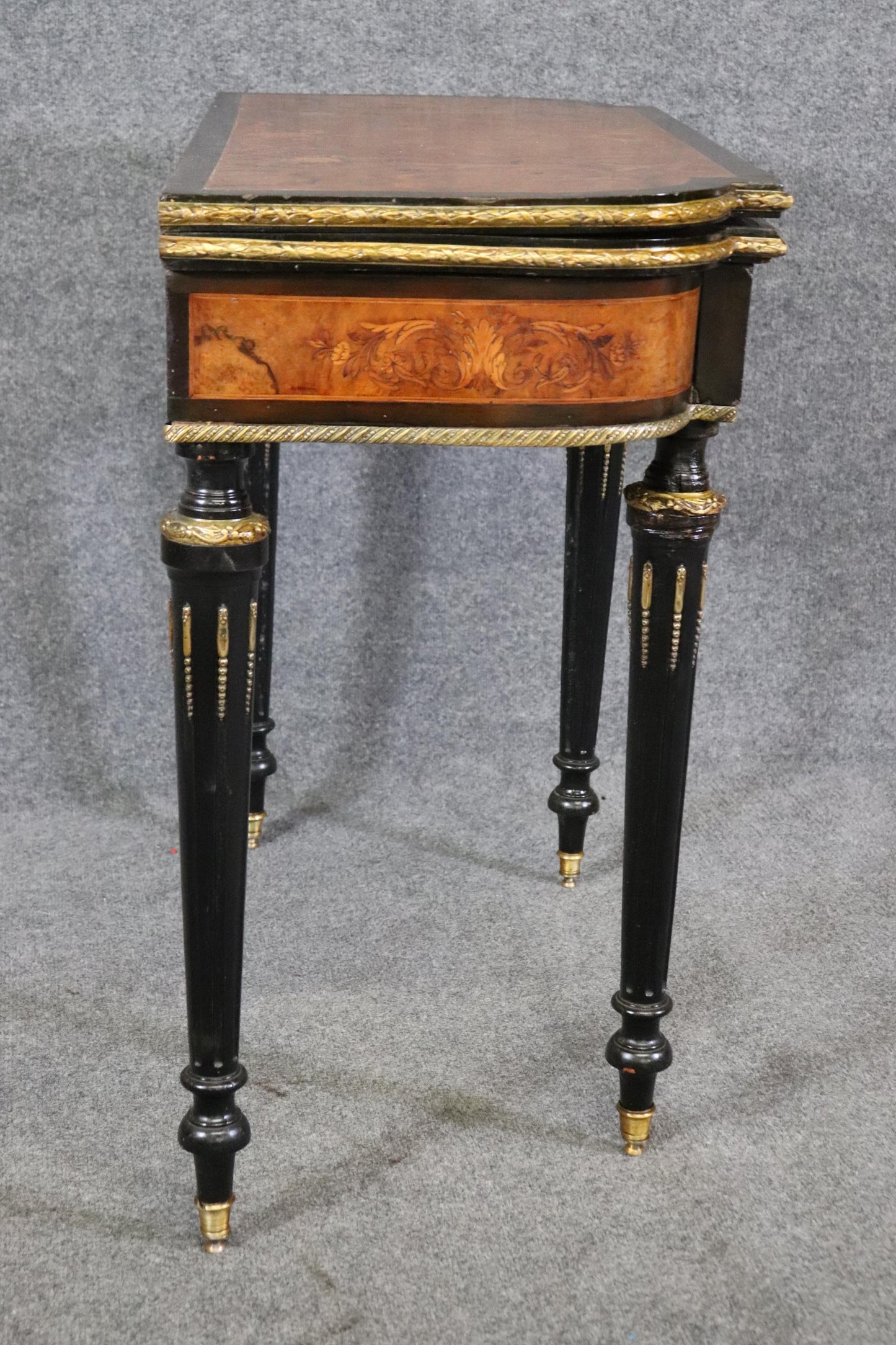 Superb Bronze Mounted Inlaid Walnut Ebonized French Games Table Circa 1870