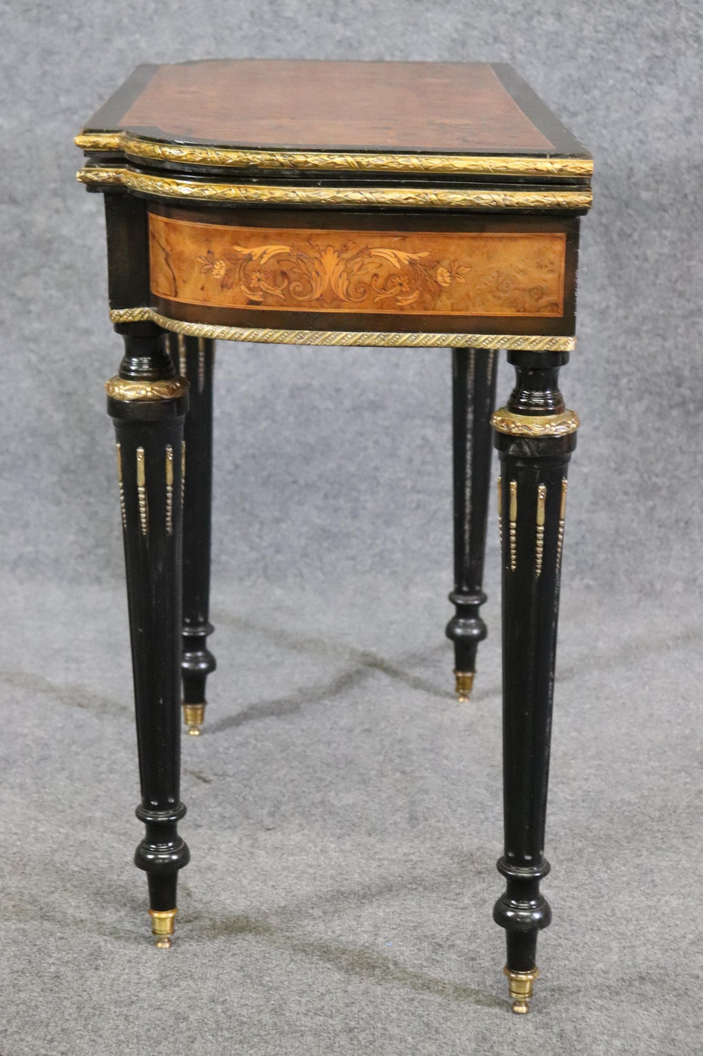 Superb Bronze Mounted Inlaid Walnut Ebonized French Games Table Circa 1870