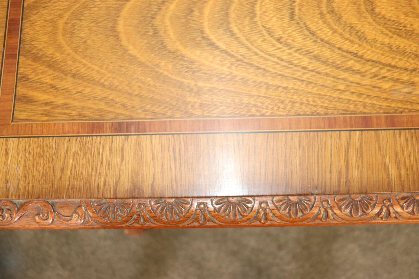 Ornately Carved Walnut Georgian Style Inlaid Server or Console Table