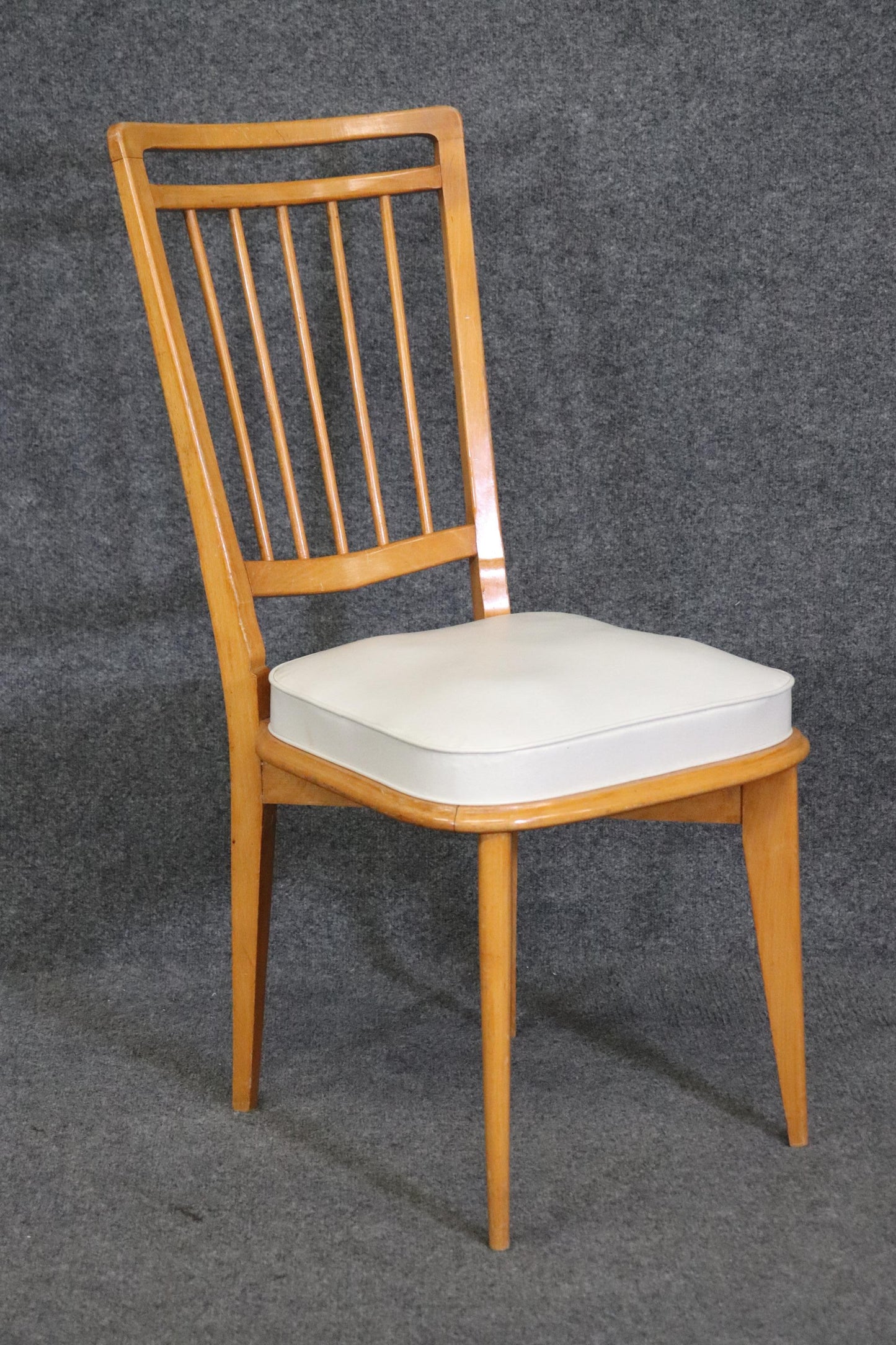 Set of Six Solid Sycamore Andre Arbus Style Mid Century Modern Dining Chairs