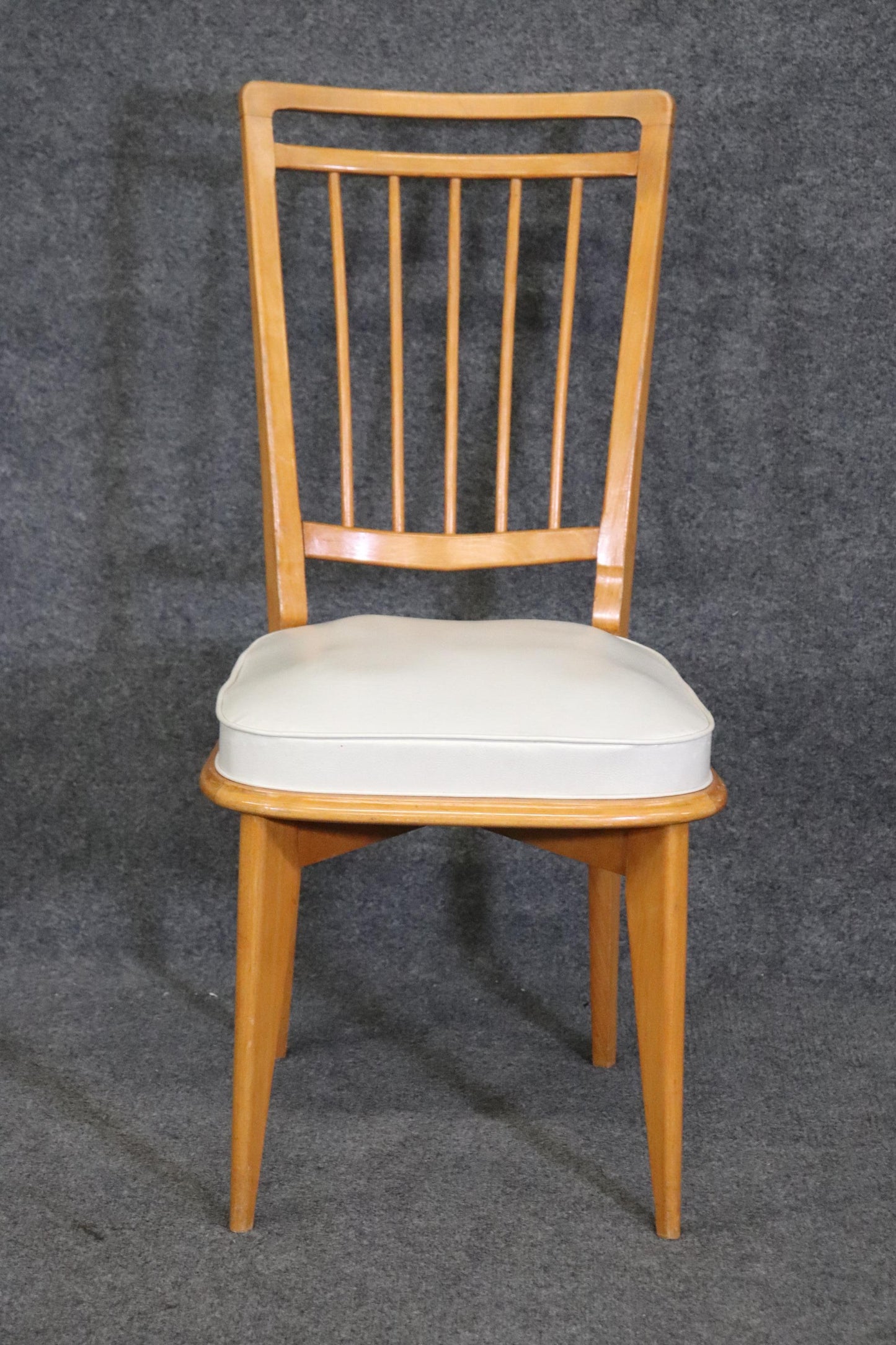 Set of Six Solid Sycamore Andre Arbus Style Mid Century Modern Dining Chairs