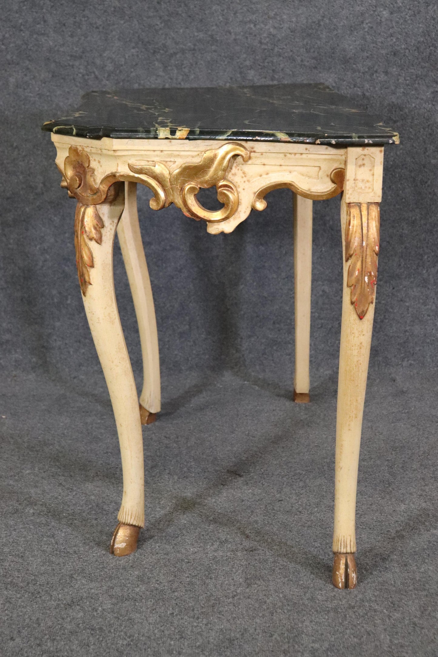 Baker Furniture Faux Marble Paint Decorated French Louis XV Console Table