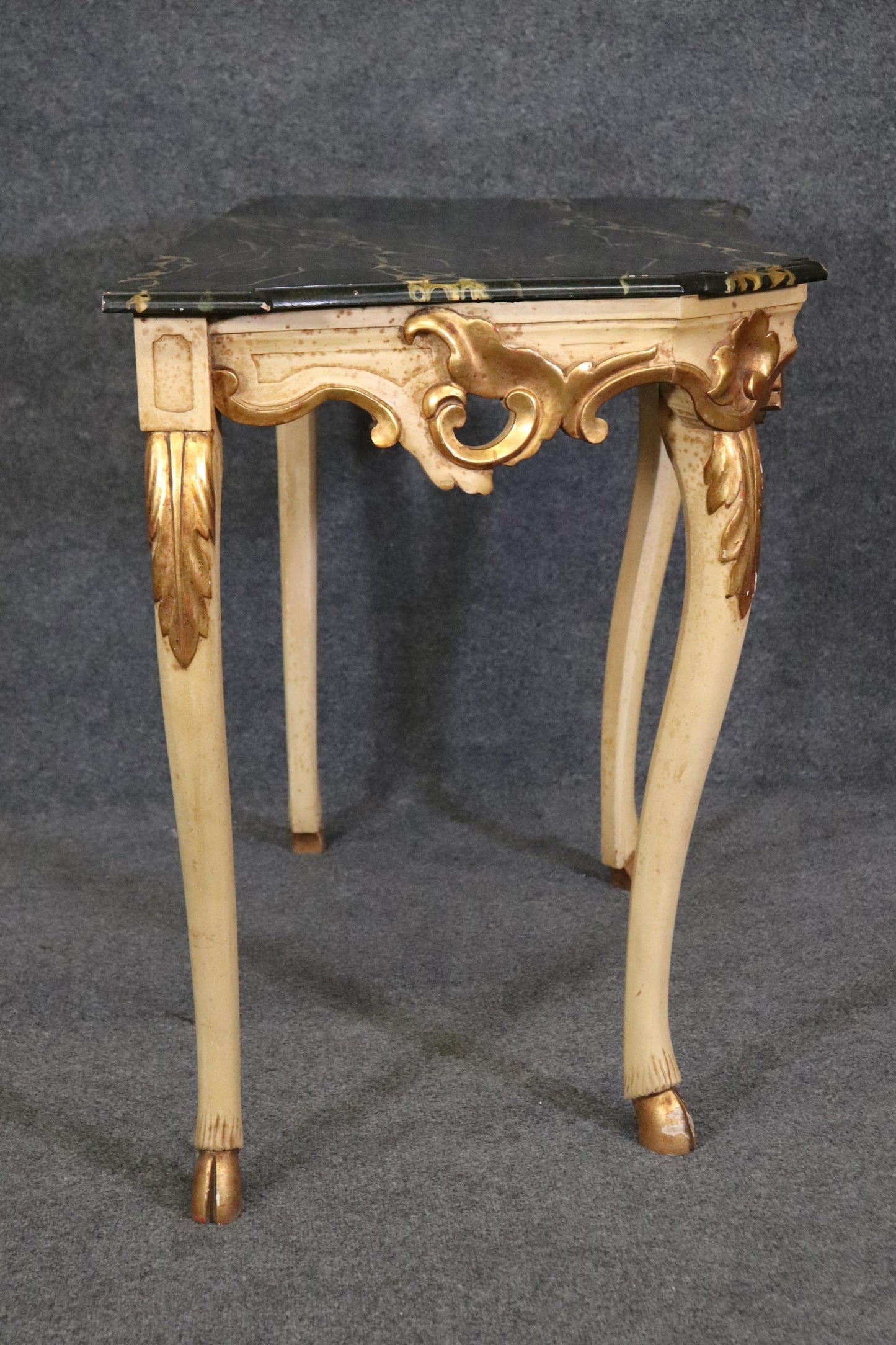 Baker Furniture Faux Marble Paint Decorated French Louis XV Console Table