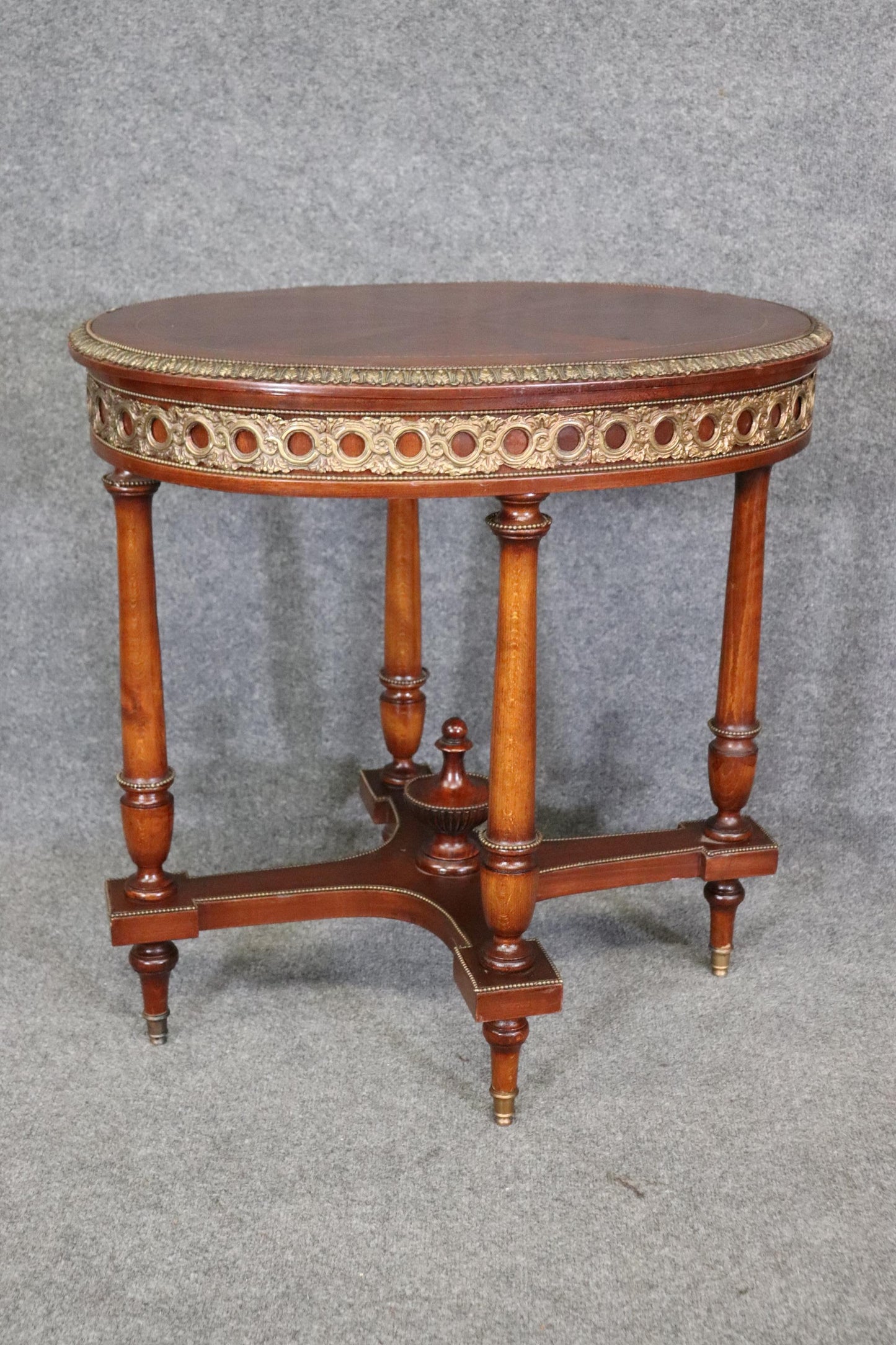 Companion Pair of Bronze Ormolu Mounted French Louis XVI End Tables