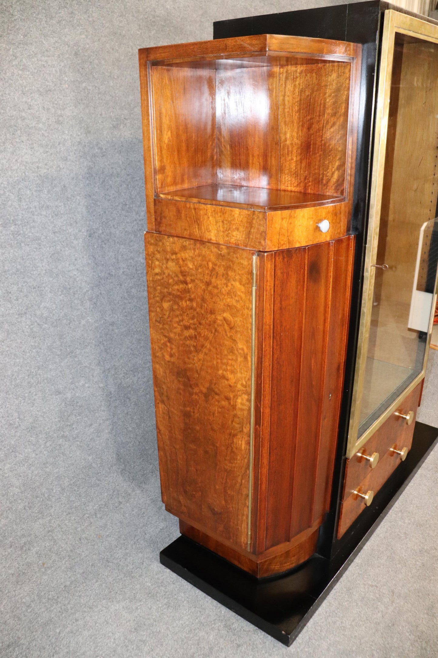 Fantastic Signed French Art Deco Highly Figured Mahogany and Brass Circa 1920