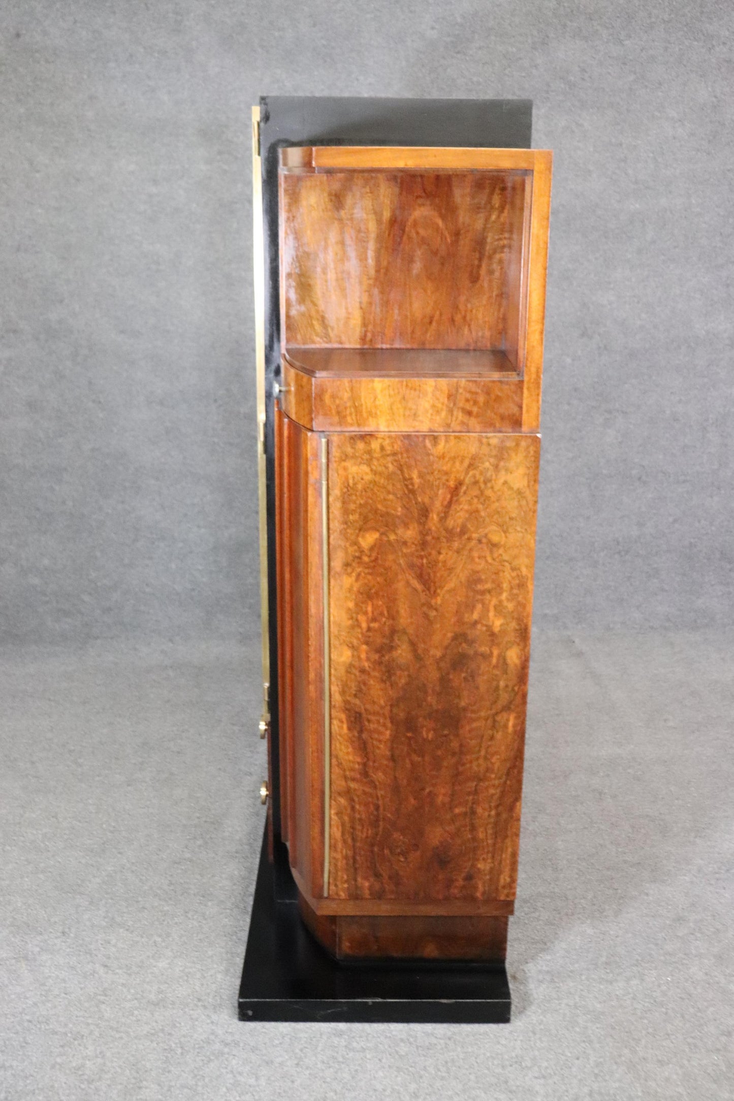 Fantastic Signed French Art Deco Highly Figured Mahogany and Brass Circa 1920