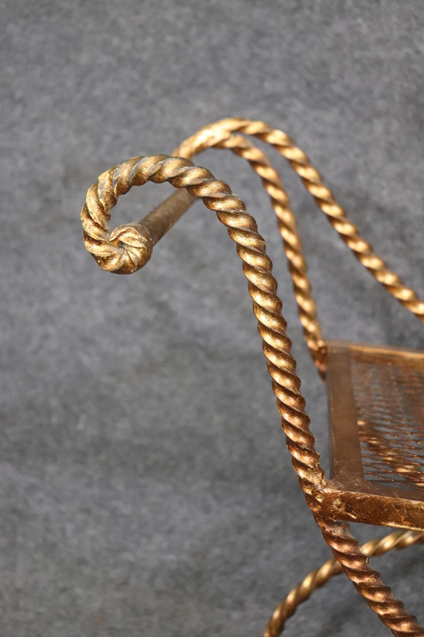 Rare Italian-Made Gilded Wrought Iron Rope Twist and Tassel Style Circa 1950