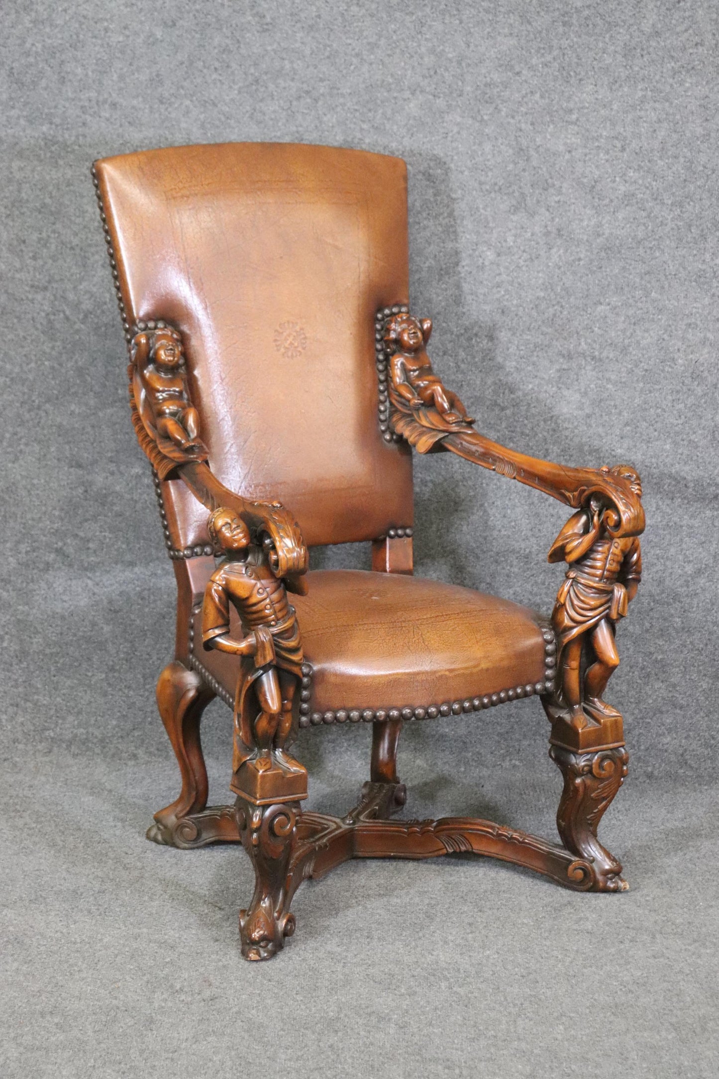 Fantastic Andrea Brustolon Style Theodore Alexander Attrib Figural Armchair