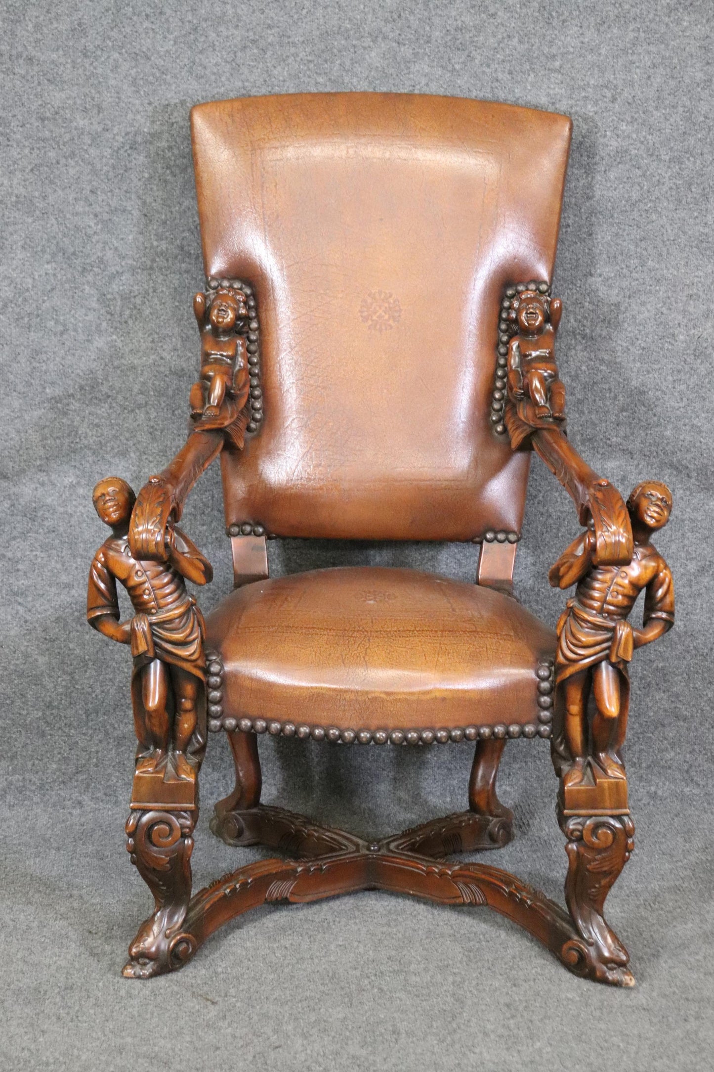 Fantastic Andrea Brustolon Style Theodore Alexander Attrib Figural Armchair