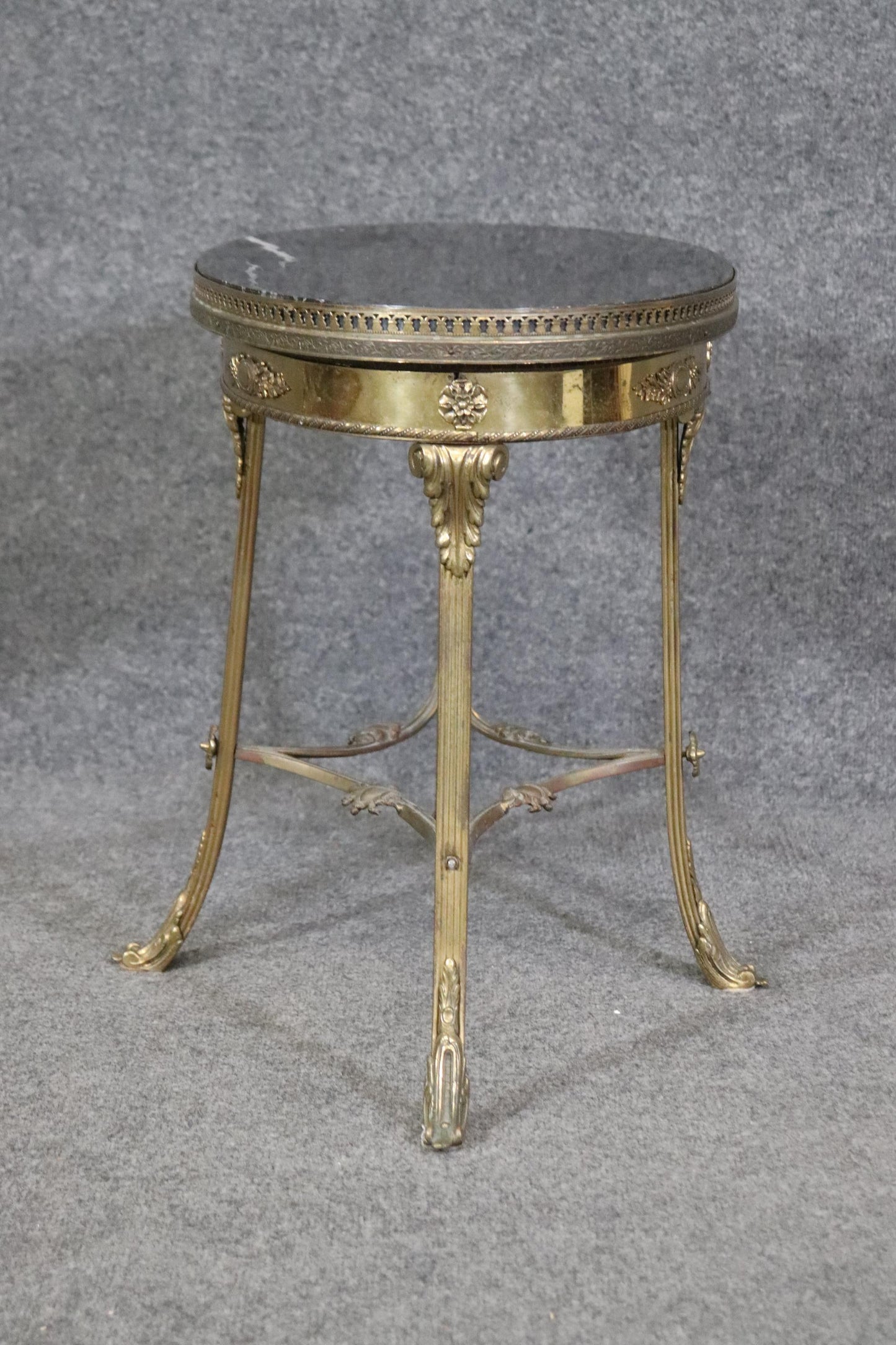 Superb French Louis XV Heavy Gauge Brass or Bronze and Marble Oval Coffee Table