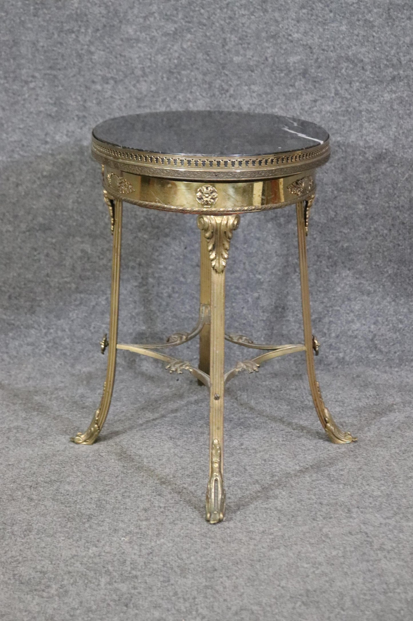 Superb French Louis XV Heavy Gauge Brass or Bronze and Marble Oval Coffee Table