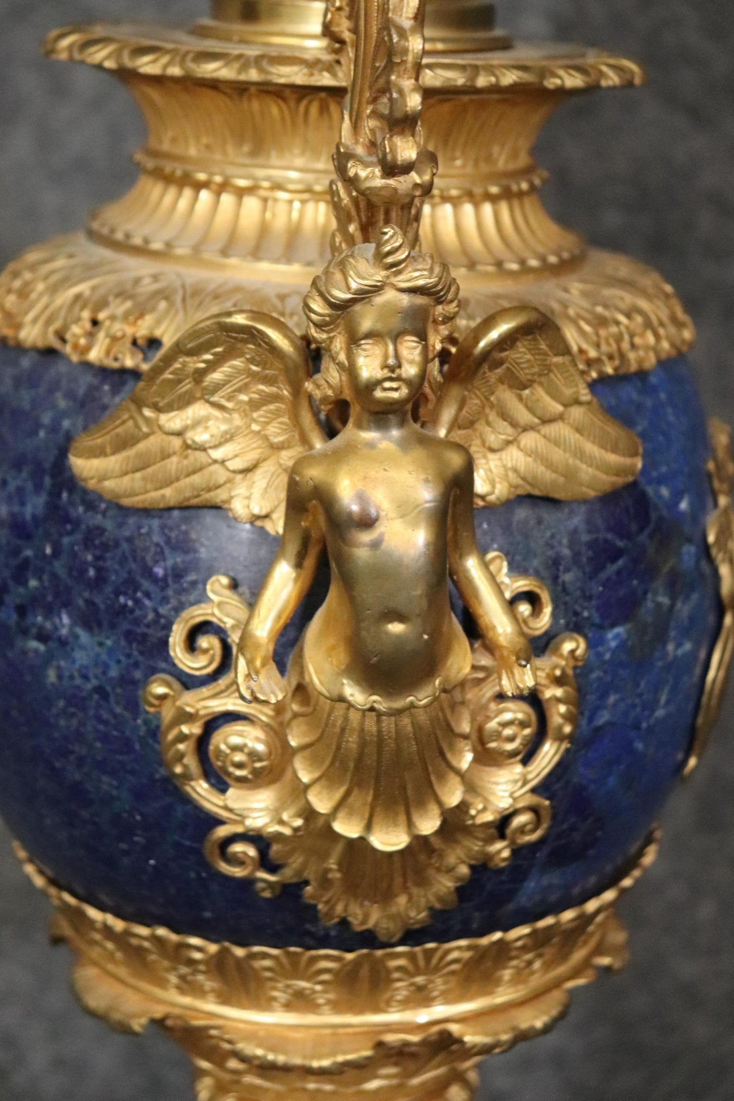 Late 19th Century French Belle Epoque Dore' Bronze and Lapis Lazuli Candelabra