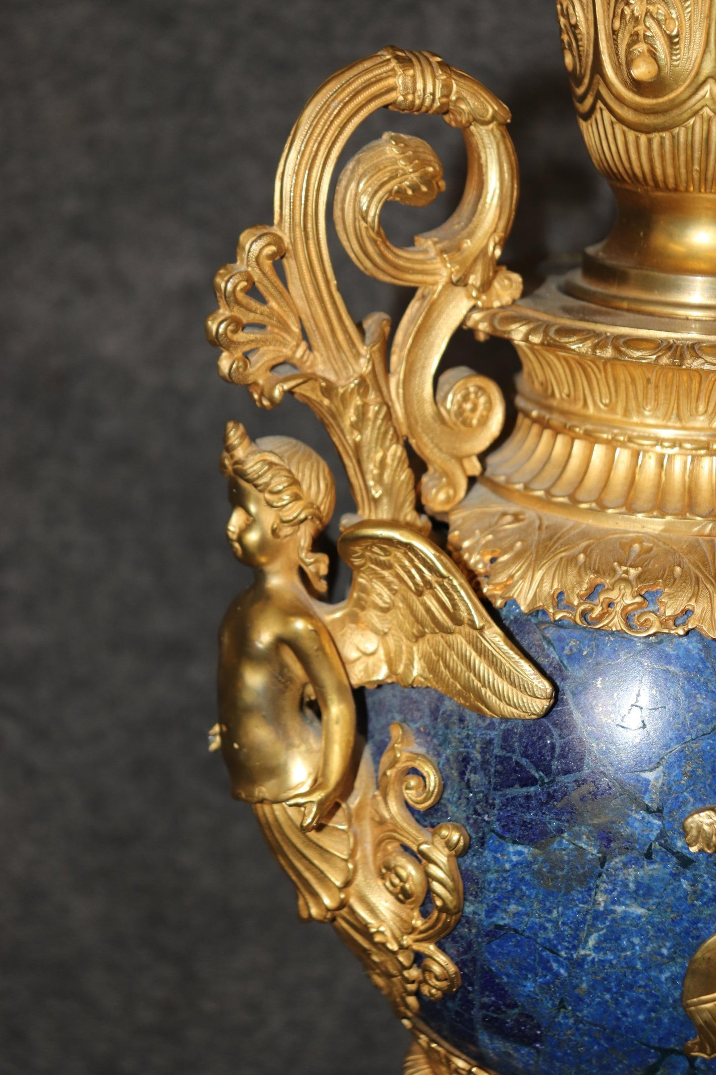 Late 19th Century French Belle Epoque Dore' Bronze and Lapis Lazuli Candelabra