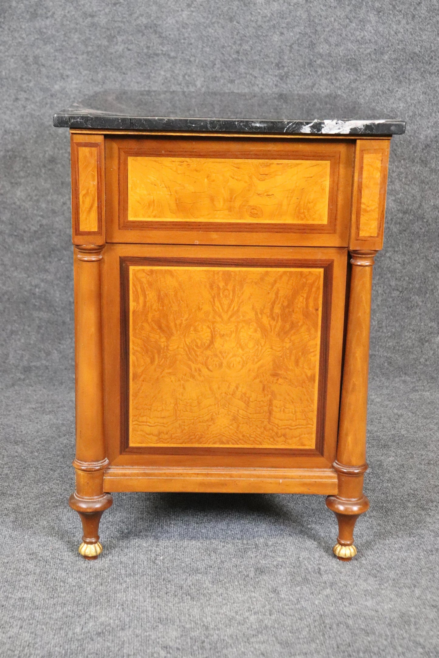 Solid Cherry Signed Francesco Molon French Directoire Style Marble Nightstand