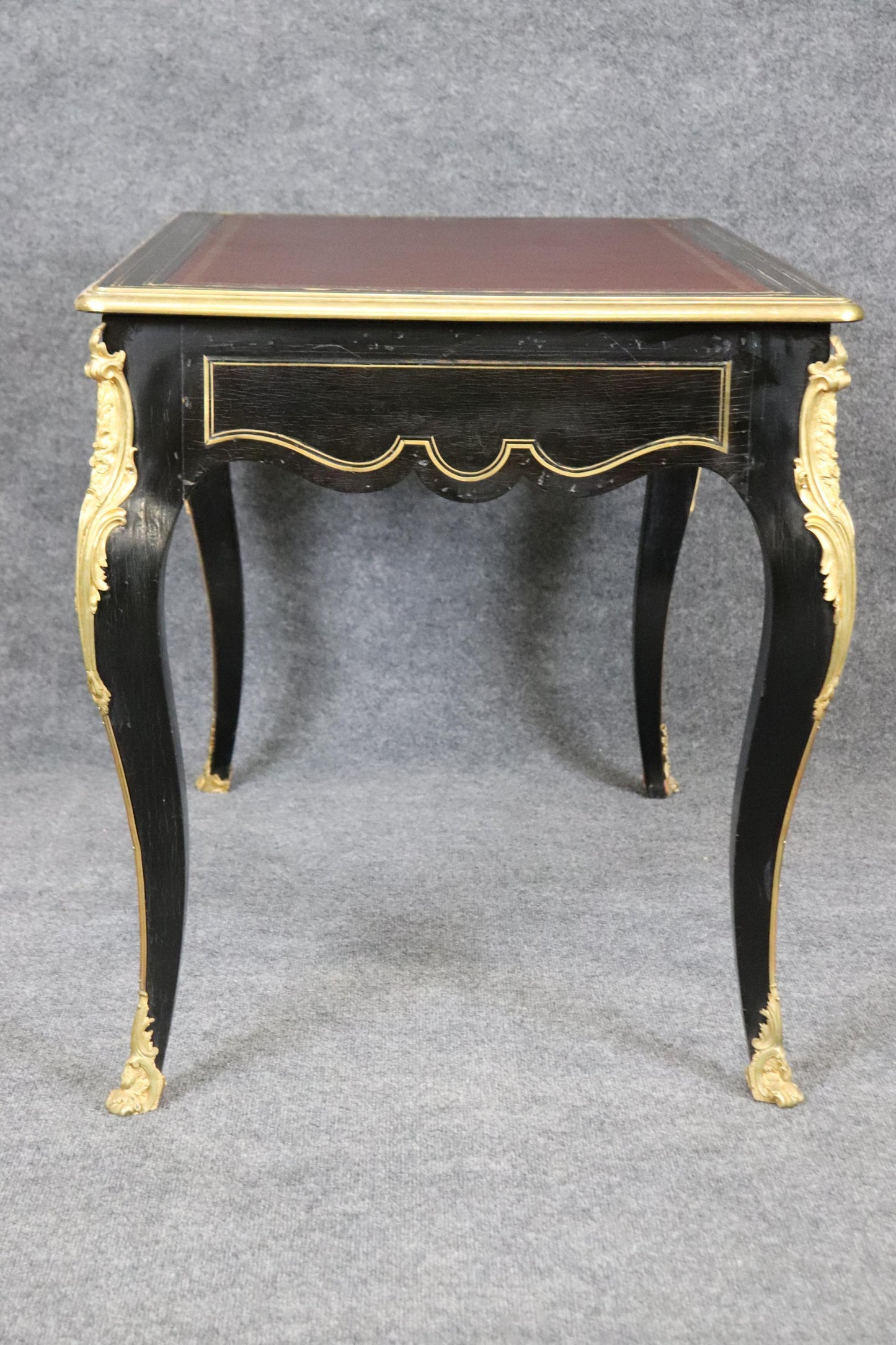 Gorgeous French Louis XV Style Ebonized Writing Executive Desk