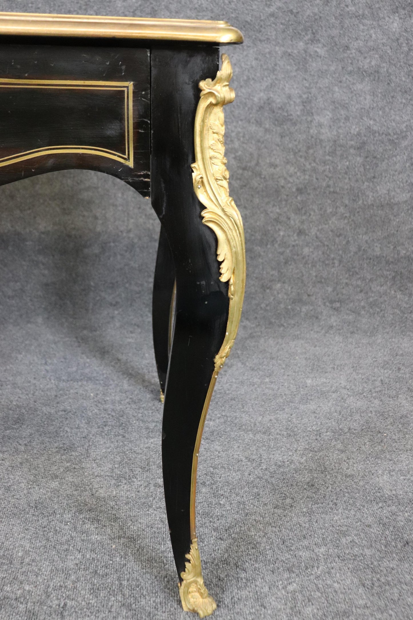 Gorgeous French Louis XV Style Ebonized Writing Executive Desk