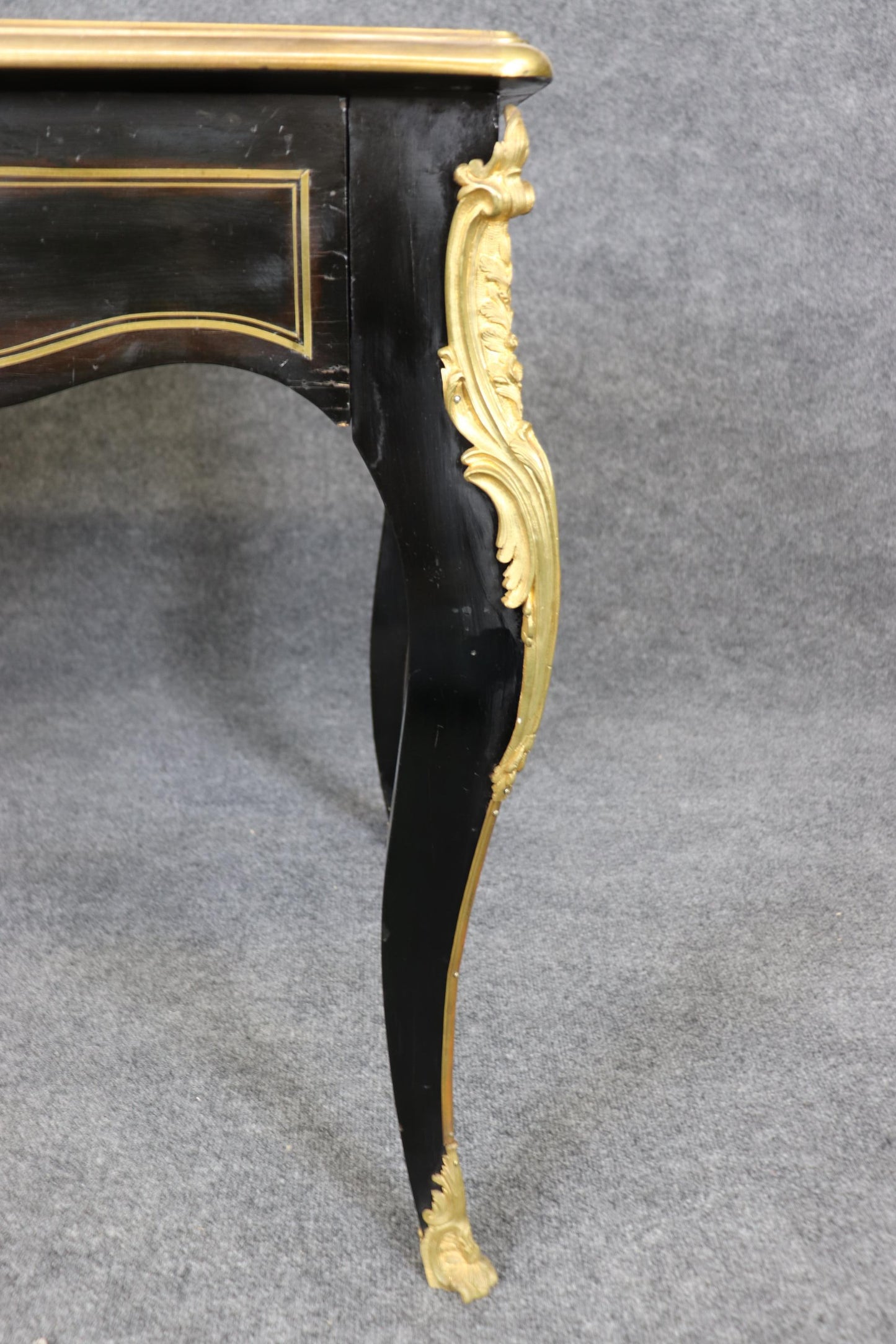 Gorgeous French Louis XV Style Ebonized Writing Executive Desk