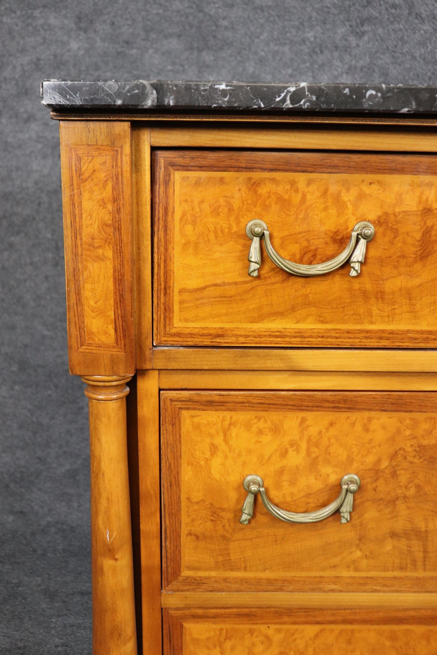 Gorgeous Solid Cherry Signed Francesco Molon Marble Top Butlers Commode Desk