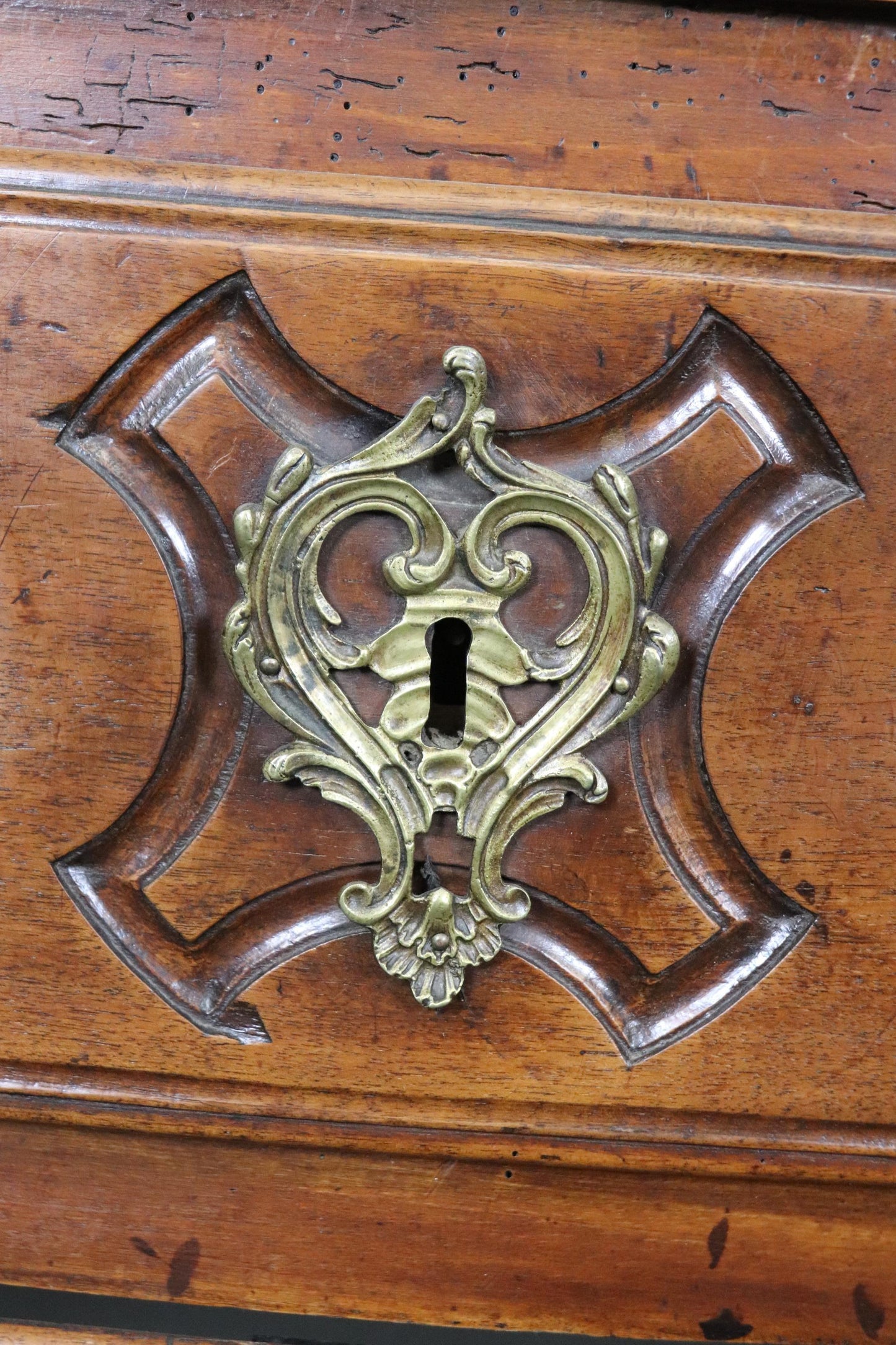 Period French Louis XV Walnut Marble Top Bronze Mounted Commode