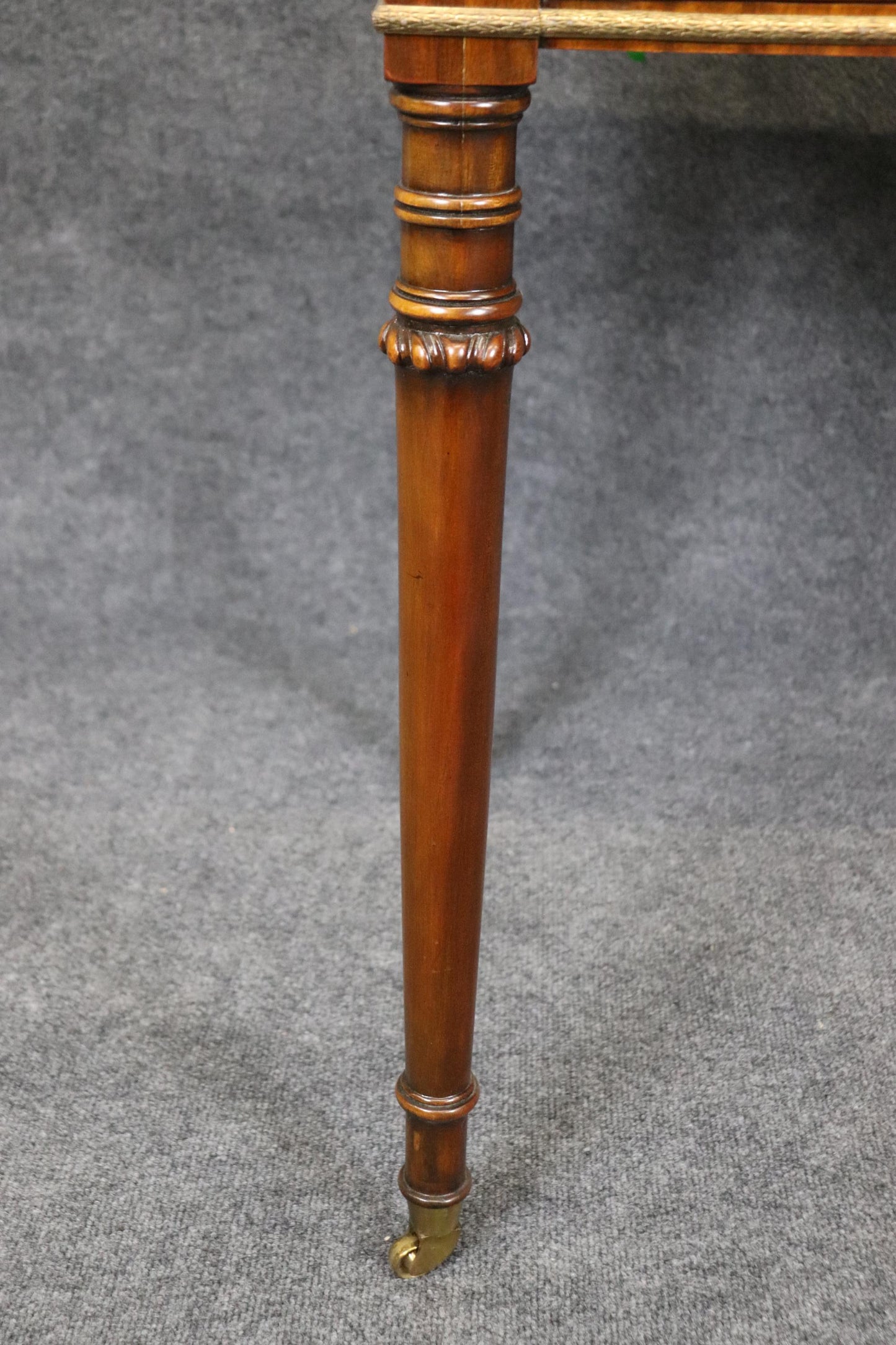 Yellow Ochre Leather Top Maitland Smith Regency Mahogany Desk with Trays