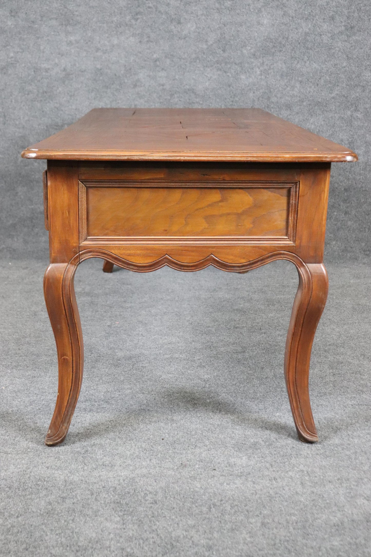 Carved Floral Back 18th Century Country French Carved Walnut Writing Desk