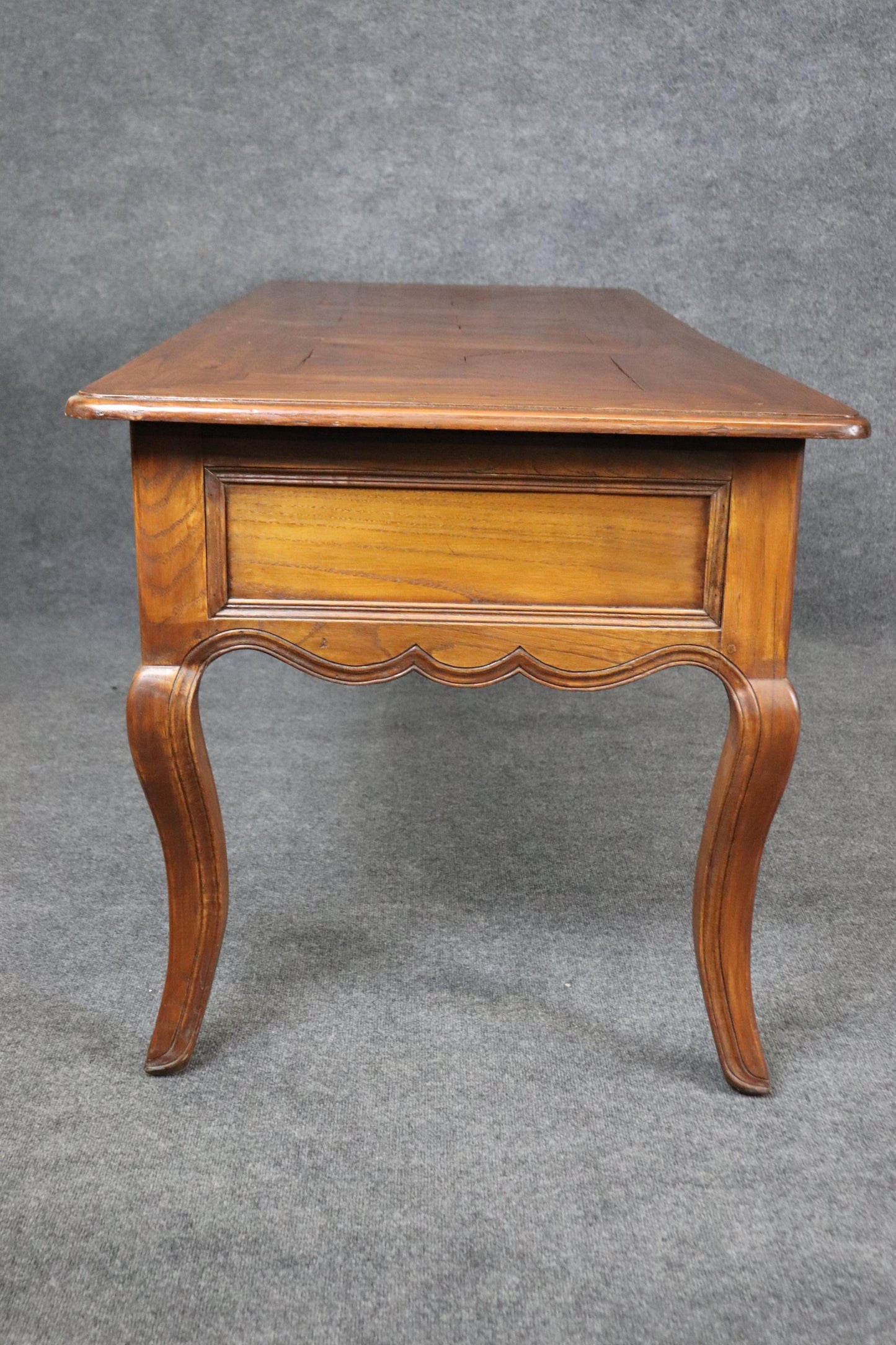 Carved Floral Back 18th Century Country French Carved Walnut Writing Desk