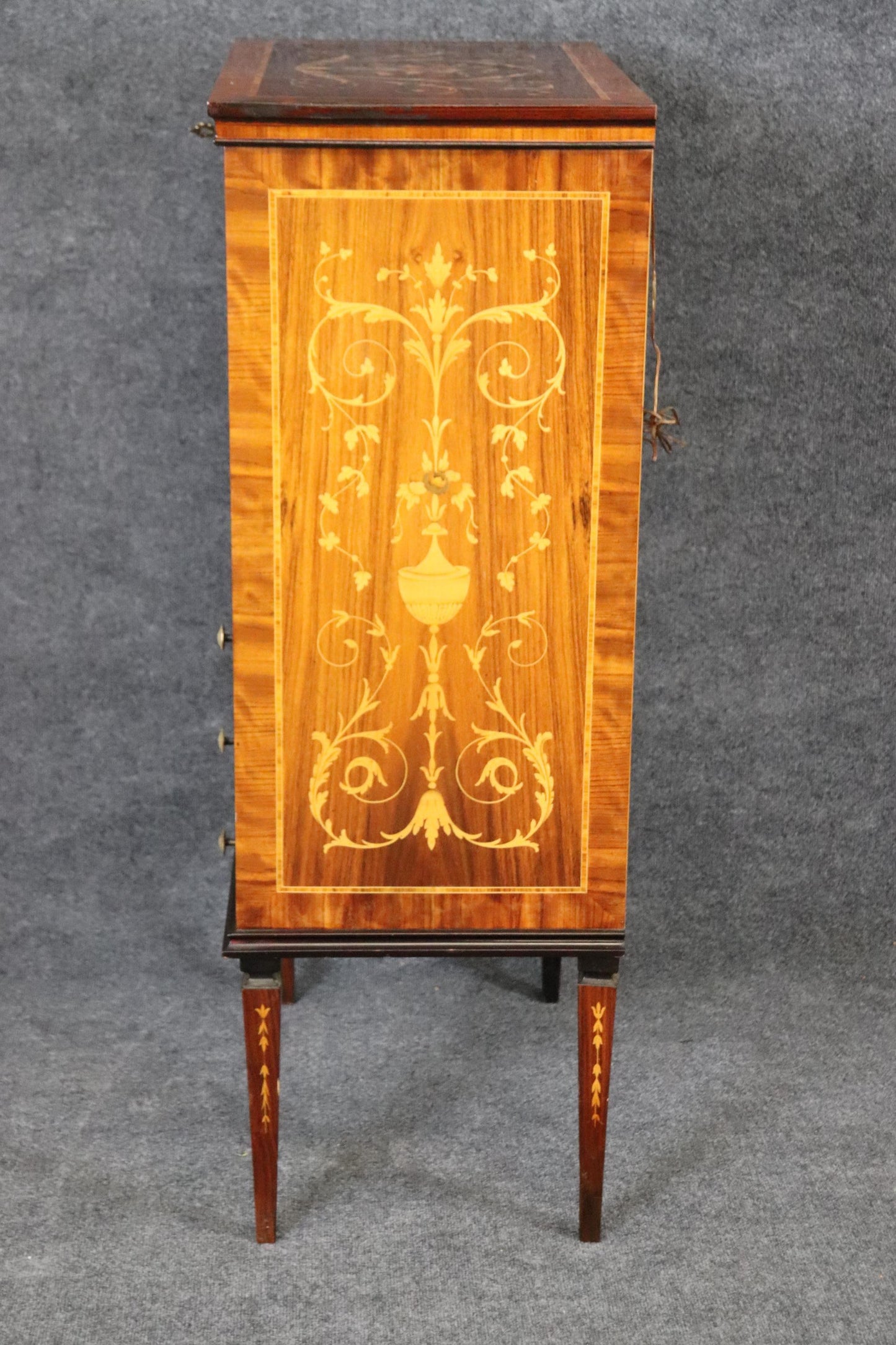 Rare Italian Marquetry Dry Martini Liquor Bar Cabinet Circa 1960