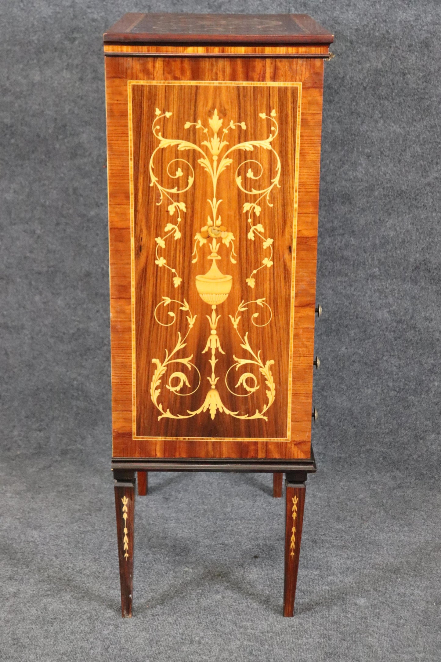 Rare Italian Marquetry Dry Martini Liquor Bar Cabinet Circa 1960