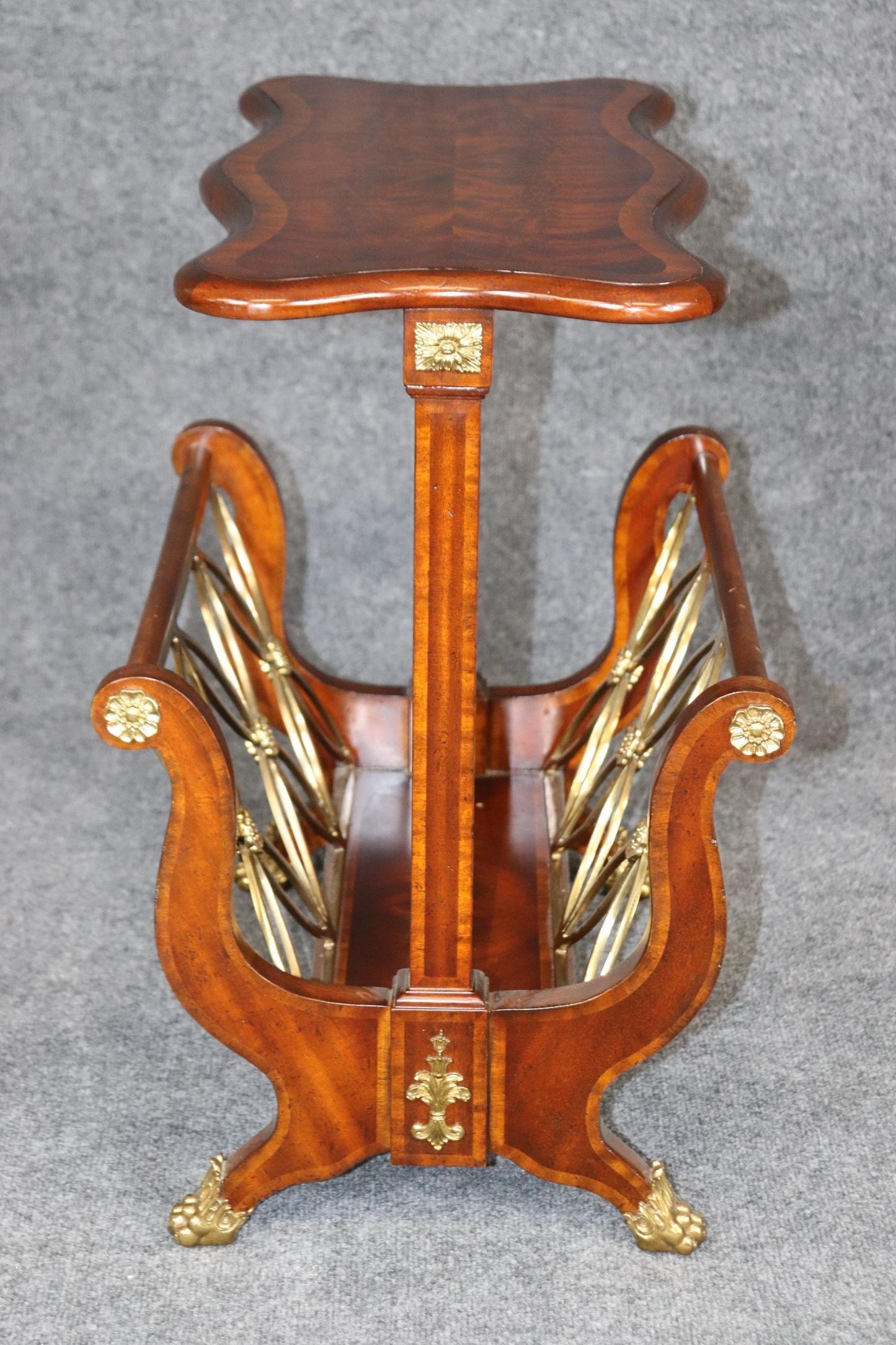 Maitland Smith Flame Mahogany Brass Mounted Magazine Rack Canterbury