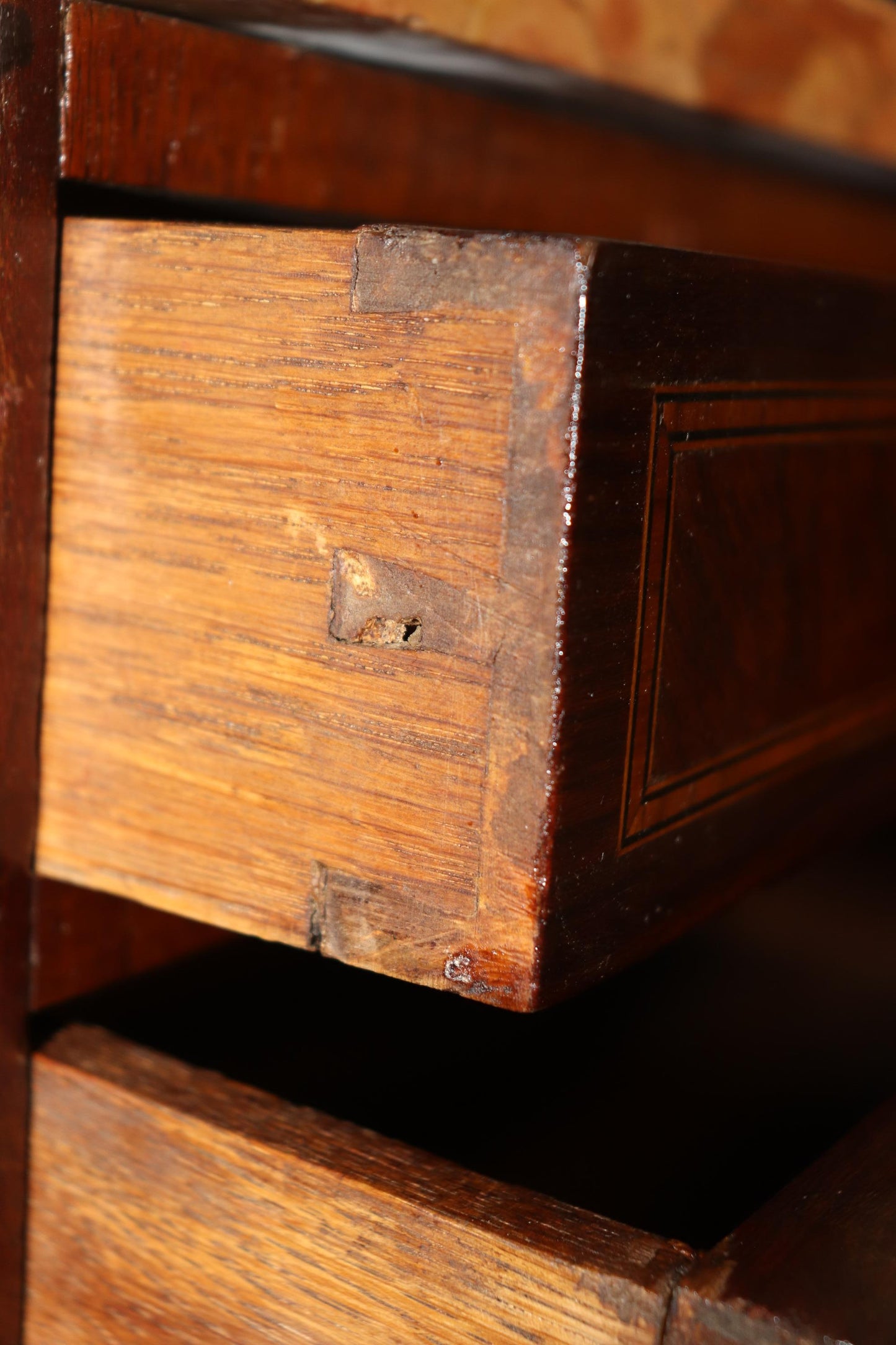 Companion Pair Inlaid French Marble Top Louis XV Nightstands Circa 1920s