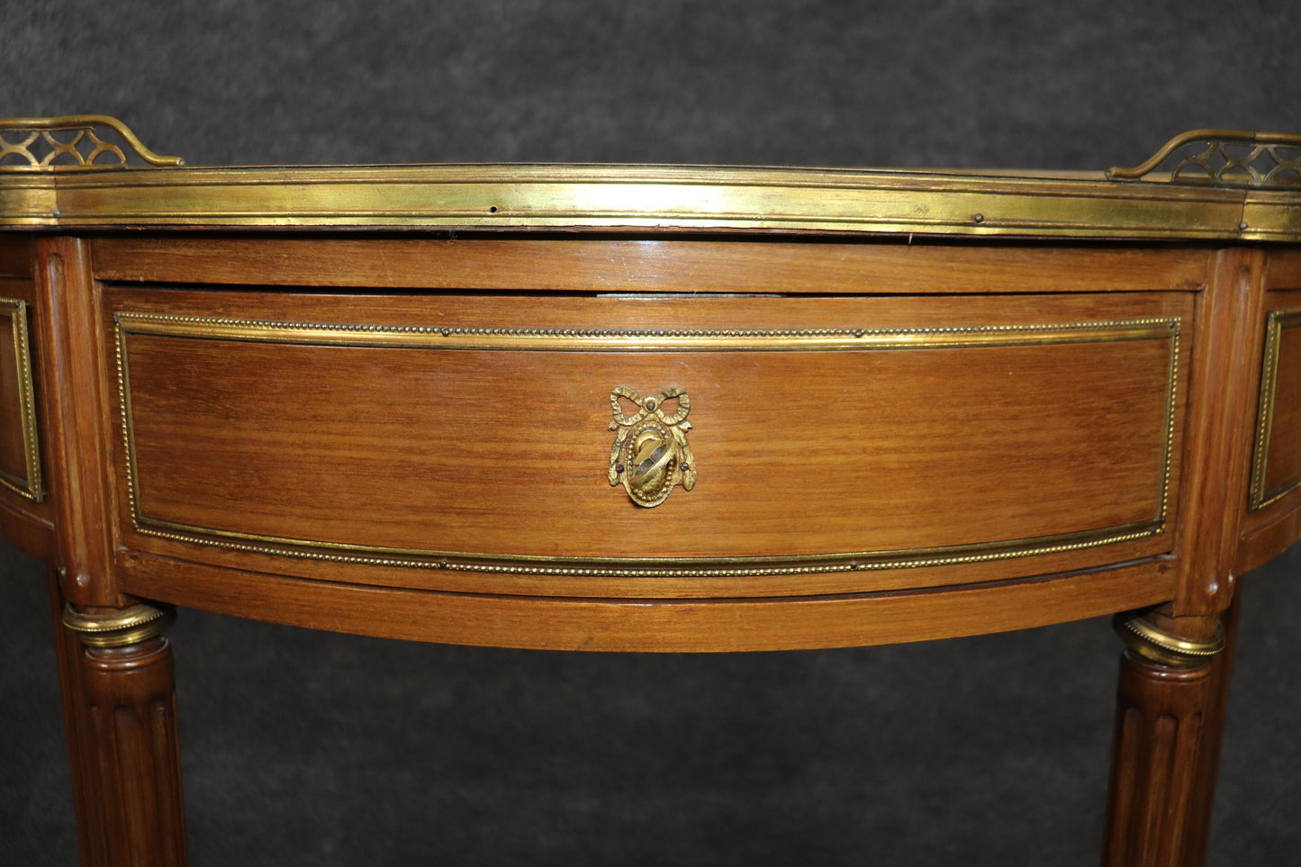 Superb Pair of Marble Top Bronze Mounted French Demilune Console Tables