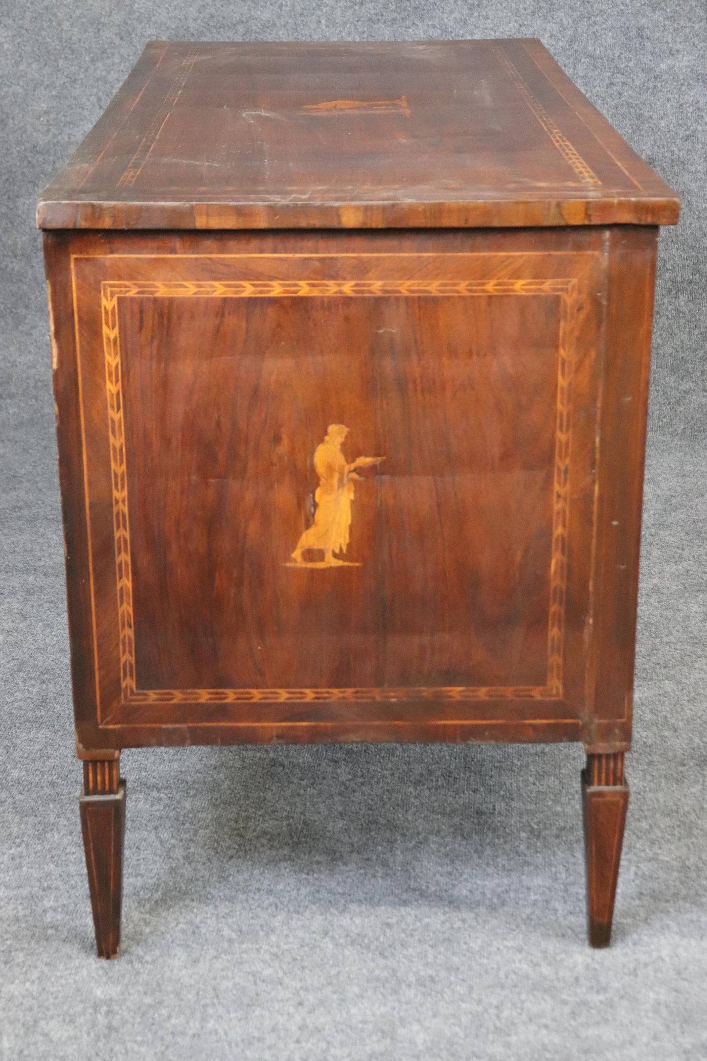 Fine Original Finish Italian Provincial Inlaid Walnut and Fruitwood Commode