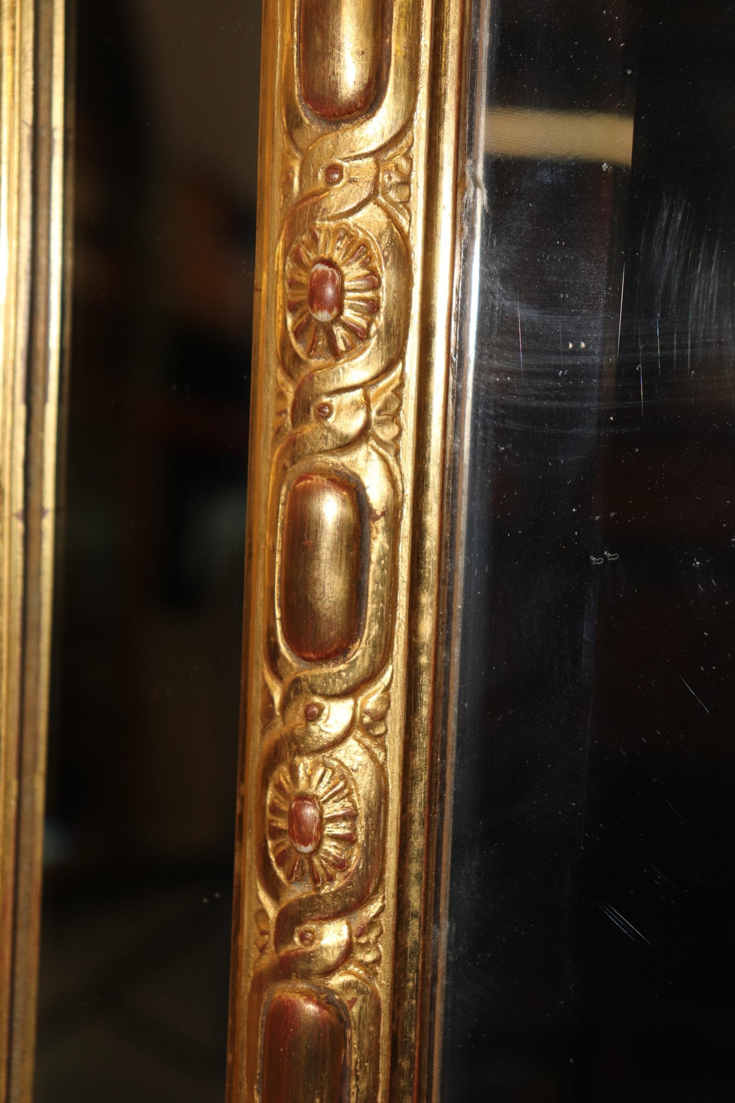 Pair Harrison & Gil "Dauphine" Gilded Carved Wood Faux Bois and Grapes Mirrors