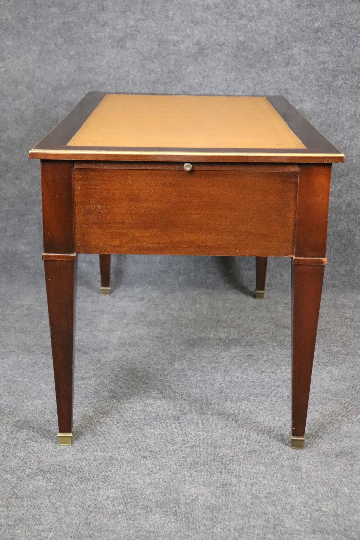 French Mahogany Leather Top Directoire Writing Desk with Pull Out Trays