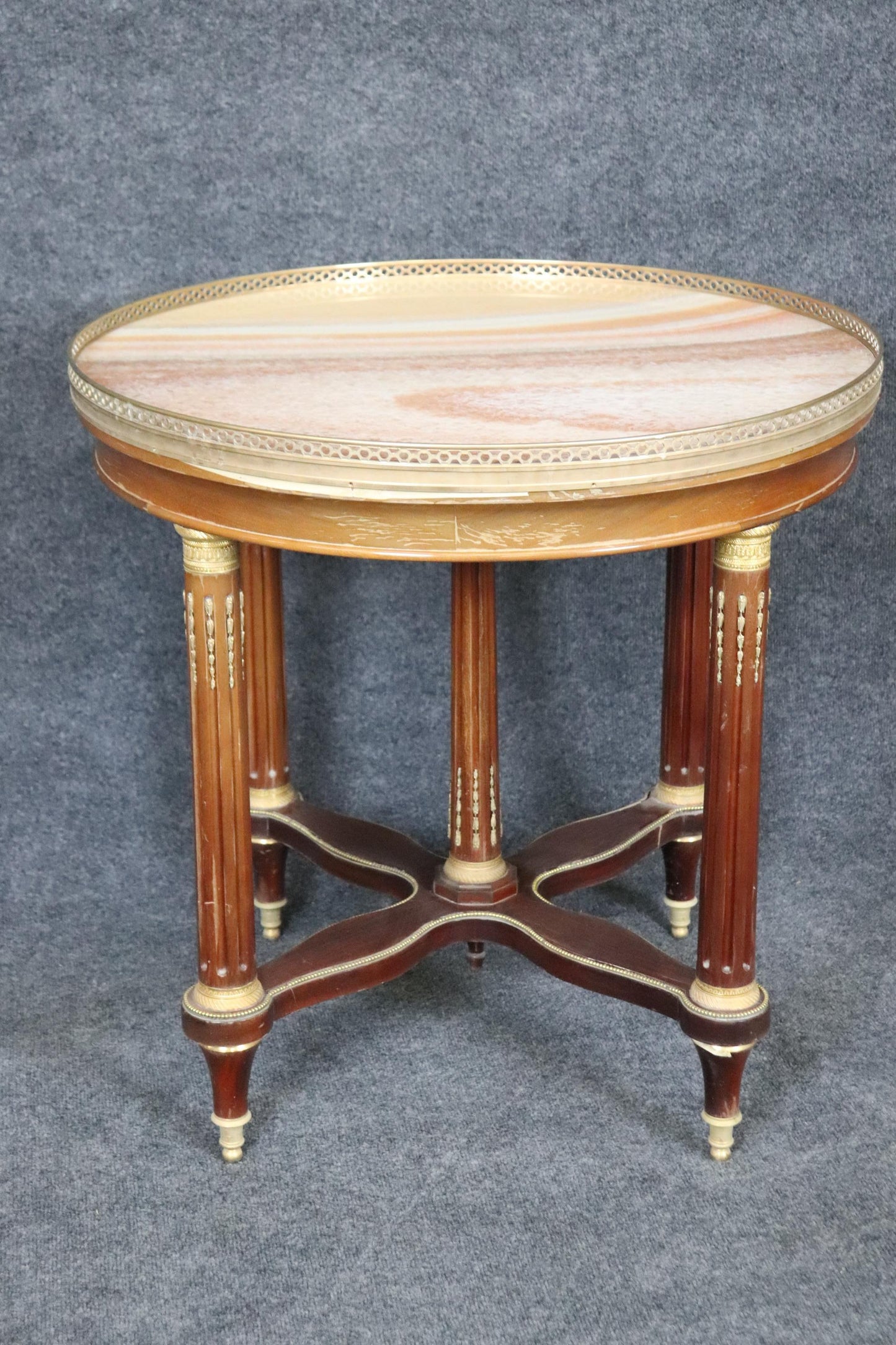 French Louis XVI Alabaster Bronze Mounted Center Table in the manner of Sormani