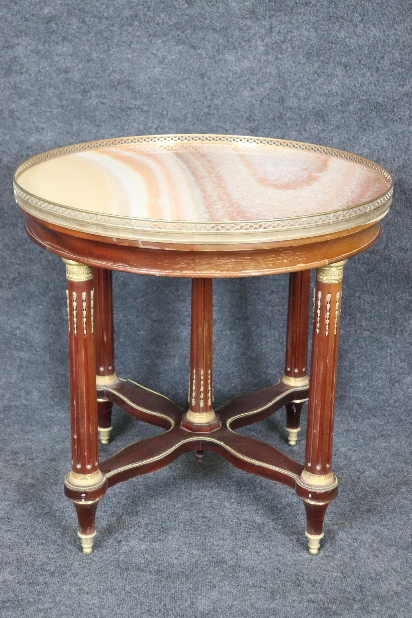 French Louis XVI Alabaster Bronze Mounted Center Table in the manner of Sormani