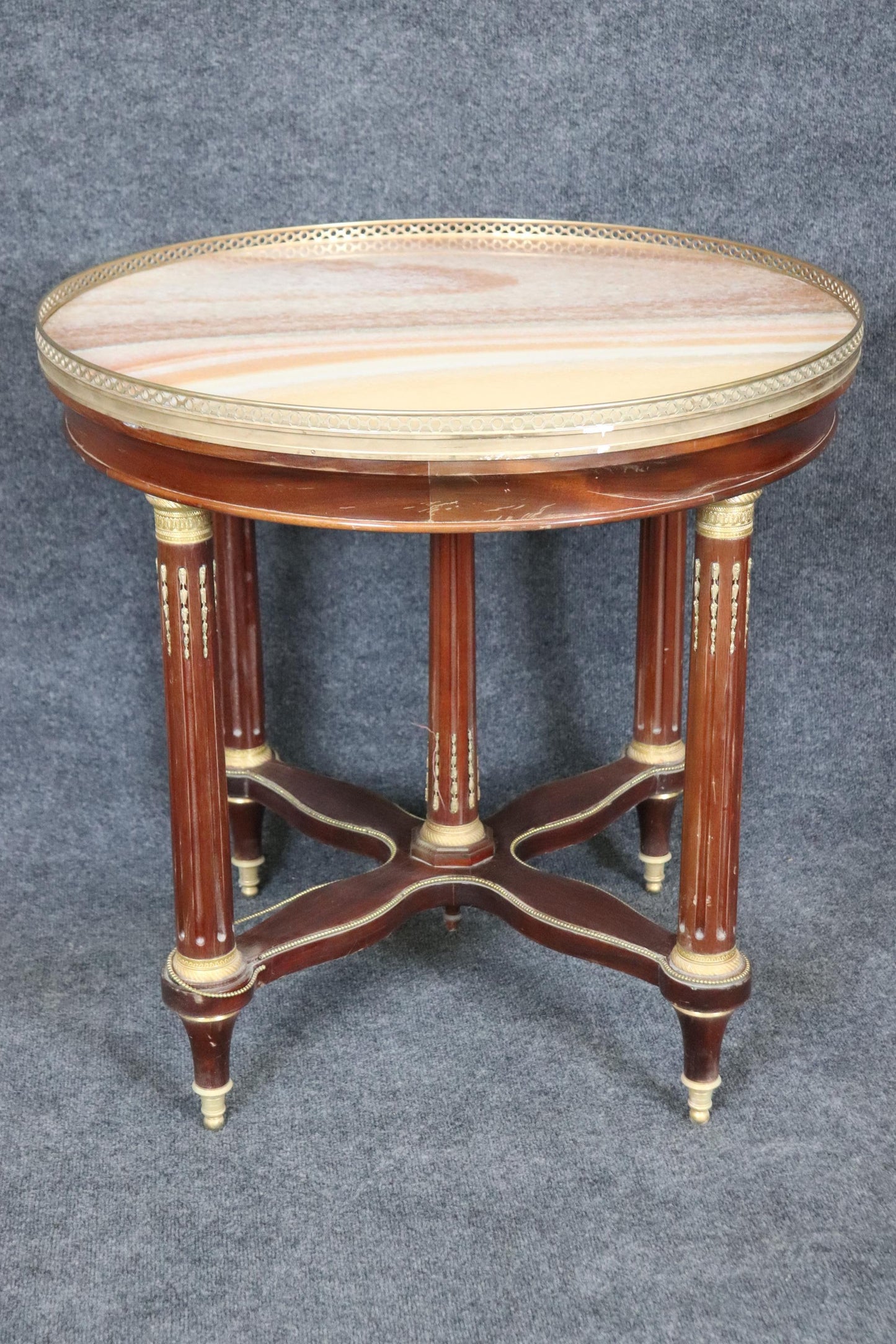 French Louis XVI Alabaster Bronze Mounted Center Table in the manner of Sormani