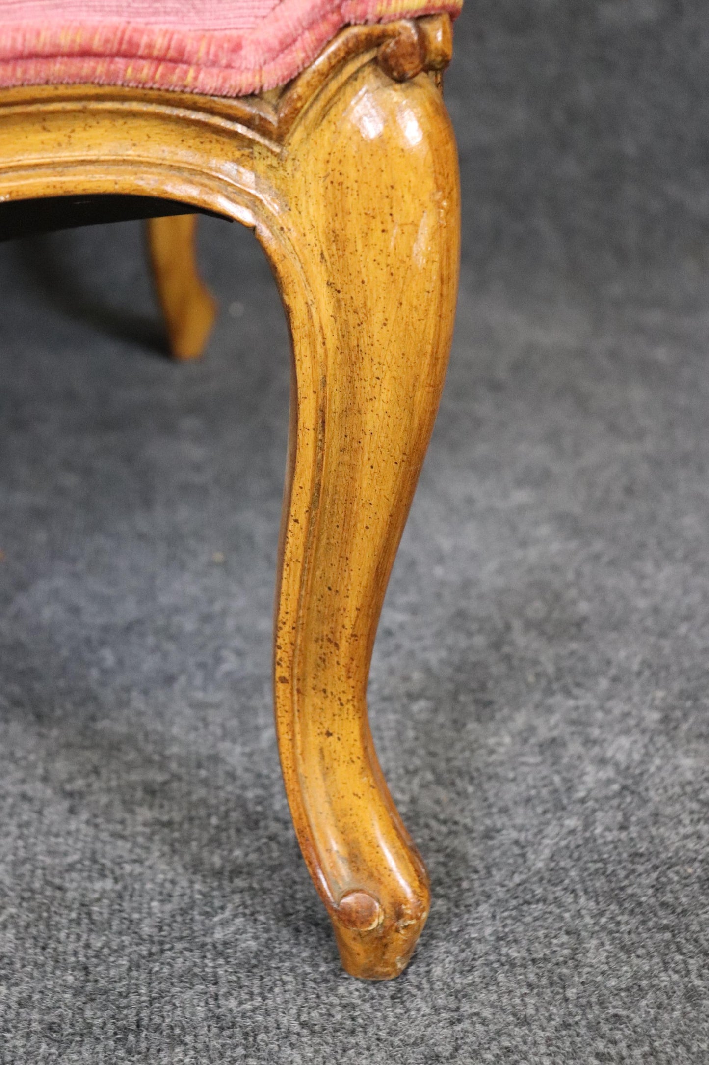 Fine Pair of Gently Worn Rose Velvet French Walnut Louis XV Bergere Chairs