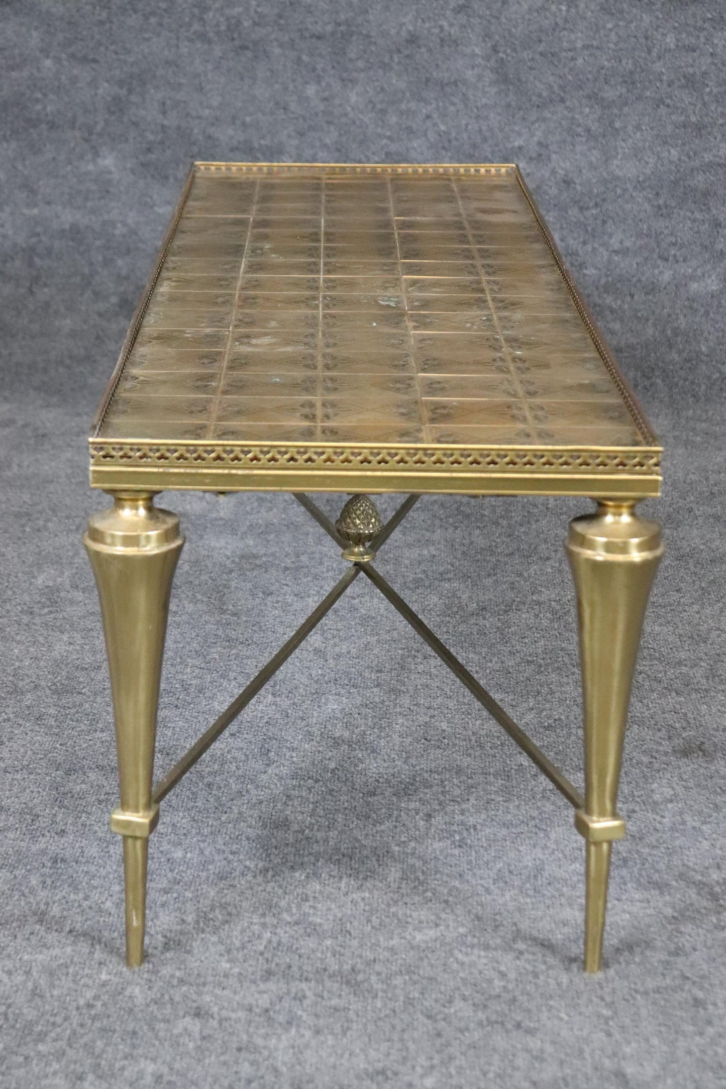 Superb Brass Directoire Style Coffee Table Attributed to Maison Jansen