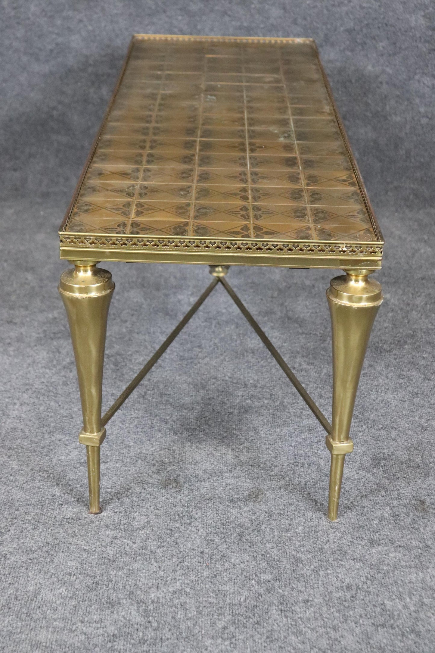 Superb Brass Directoire Style Coffee Table Attributed to Maison Jansen