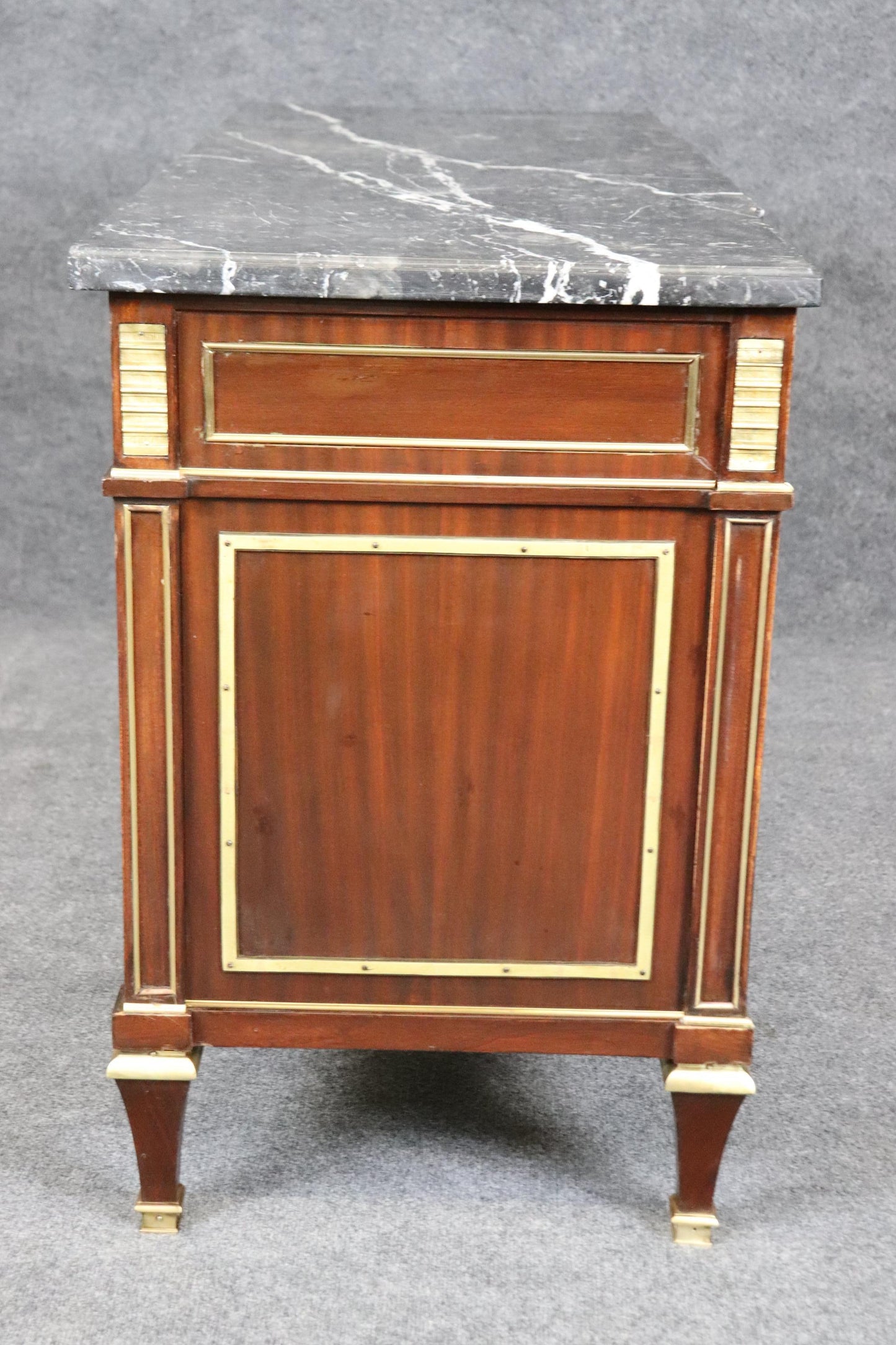 Quintessential Signed Maison Jansen Bronze Mounted Marble Top Commode Dresser