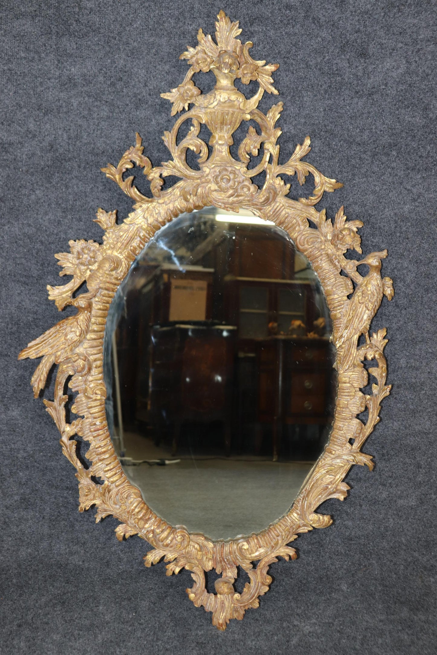 Superb Pair Carved Giltwood Georgian Mirrors with Carved Birds Circa 1910